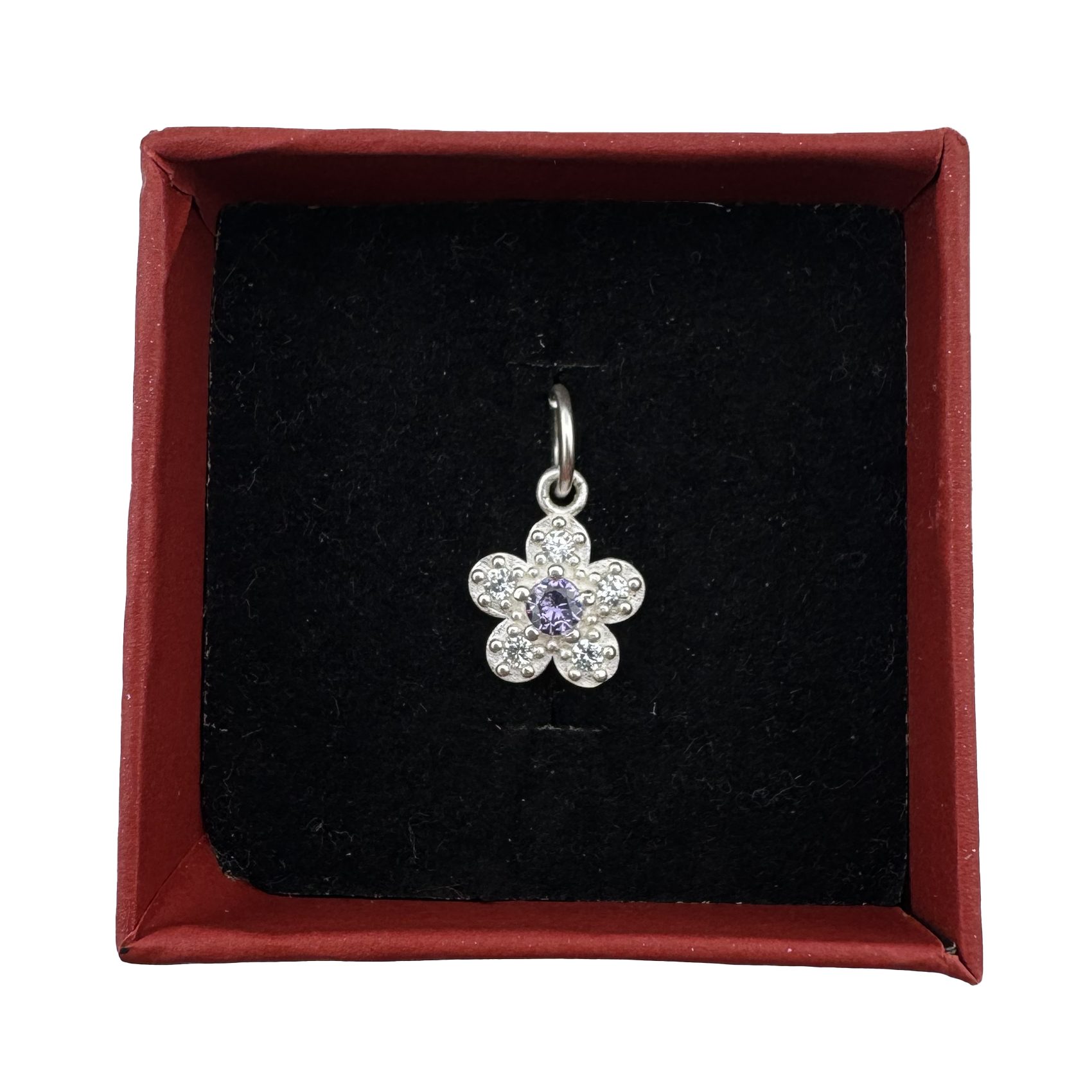 Pandantiv din Argint 925, Jolie Silver, pentru Dama, Model Floare Cu Pietre de Zirconiu Cubic, 1 x 1 cm, 0.9 g, Argintiu/Mov