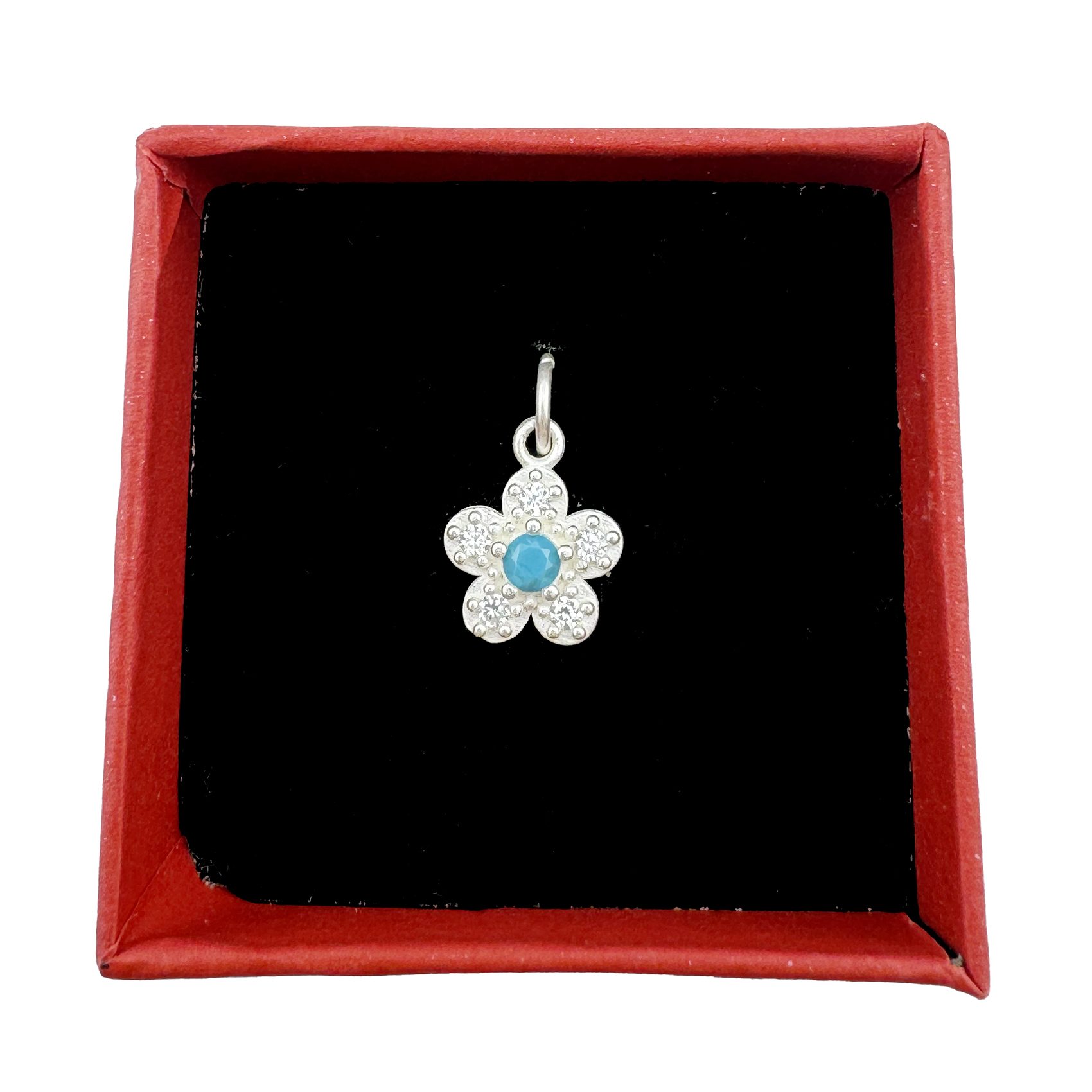 Pandantiv din Argint 925, Jolie Silver, pentru Dama, Model Floare Cu Pietre de Zirconiu Cubic, 1 x 1 cm, 0.9 g, Argintiu/Blue