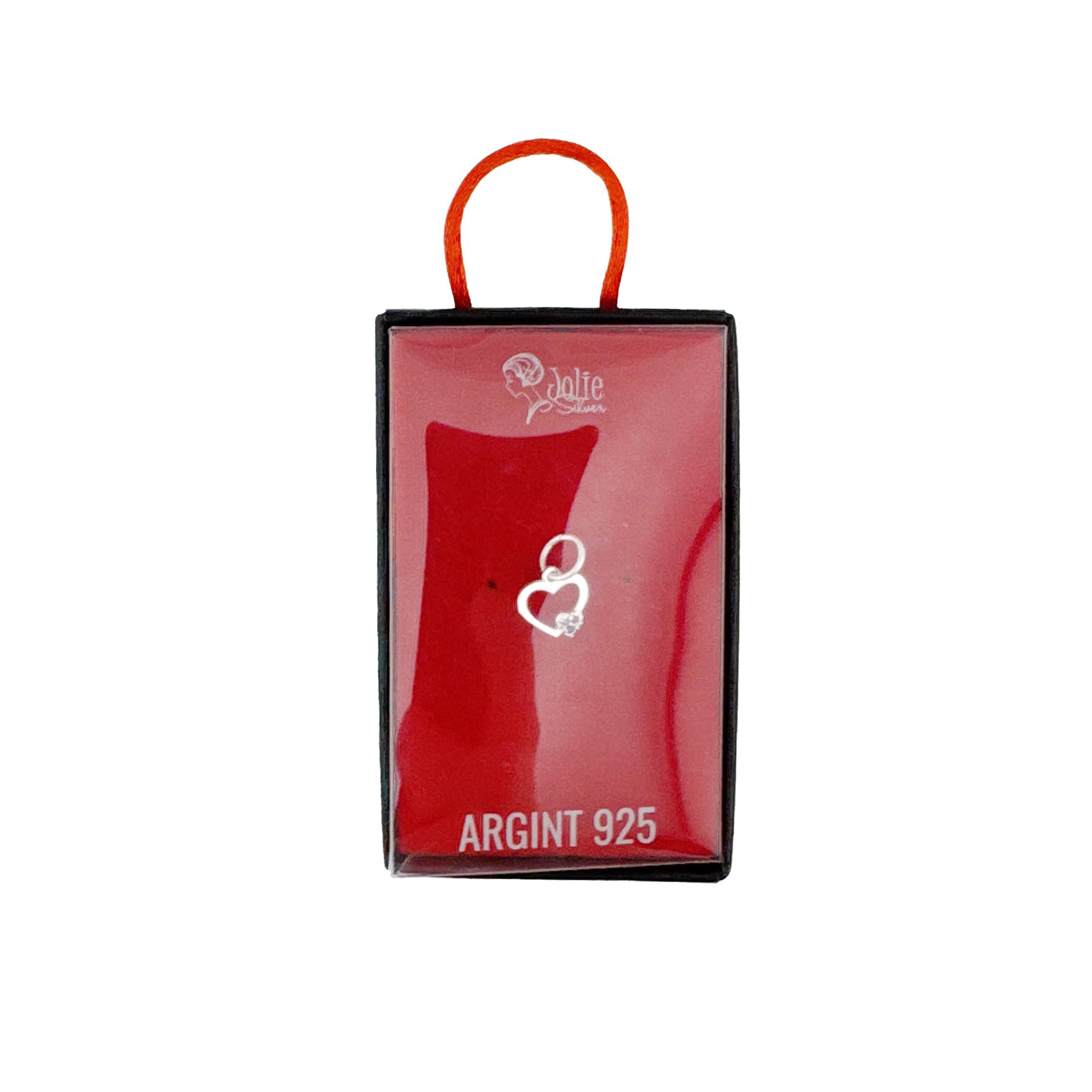 Pandantiv din Argint 925, Jolie Silver, pentru Dama, Model Inima Contur Minizirconii, 0.52 g, 1 x 1 cm, Argintiu