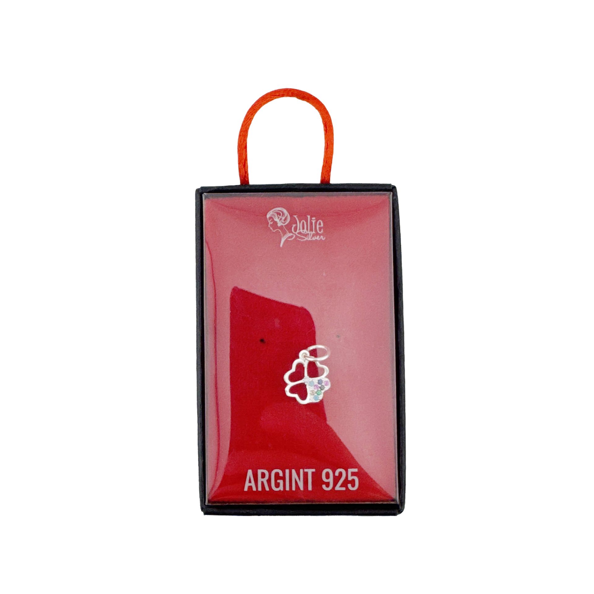 Pandantiv din Argint 925, Jolie Silver, pentru Dama, Model Trifoi cu Pietre de Minizirconii, 0.67 g, 1 x 1 cm, Argintiu/Multicolor