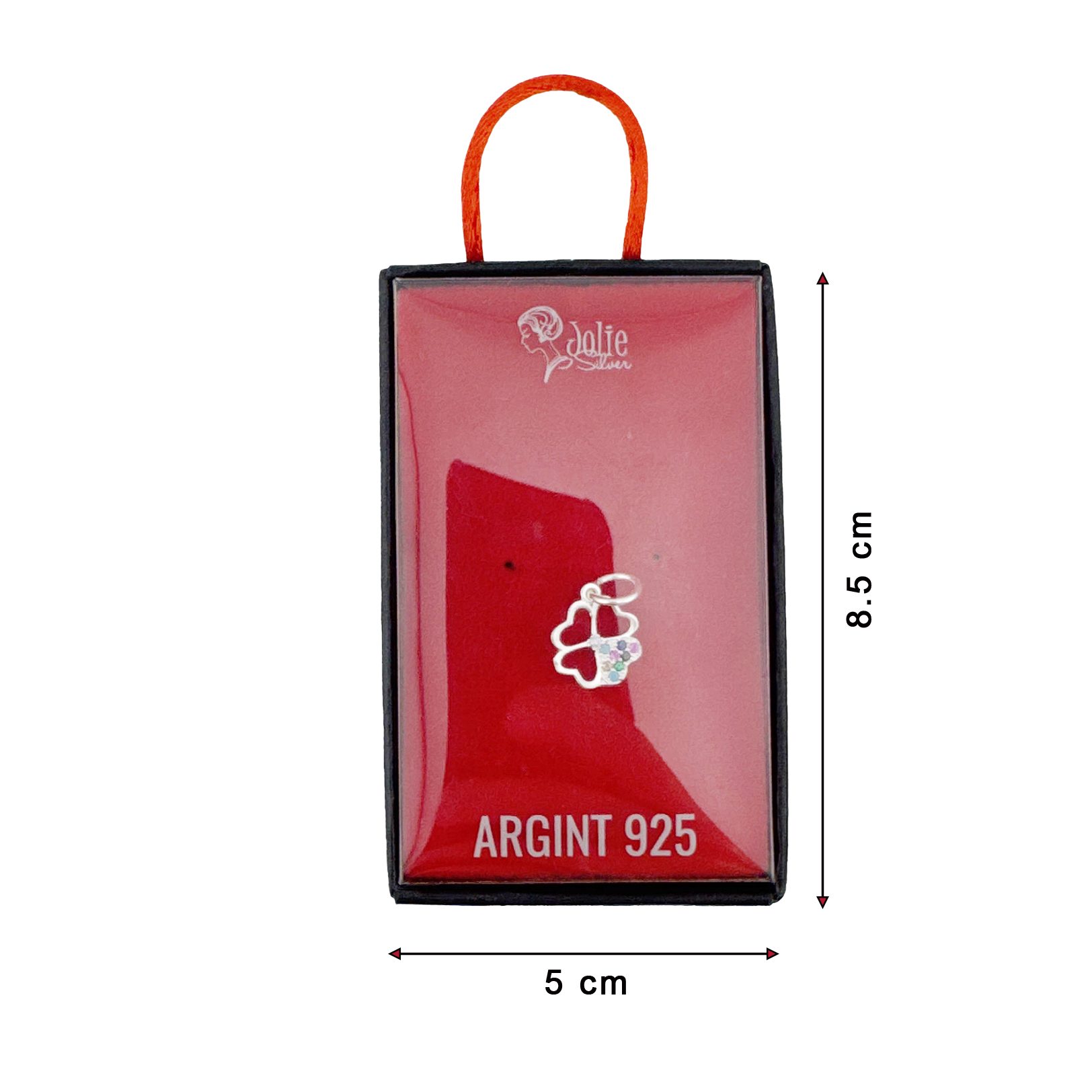 Pandantiv din Argint 925, Jolie Silver, pentru Dama, Model Trifoi cu Pietre de Minizirconii, 0.67 g, 1 x 1 cm, Argintiu/Multicolor