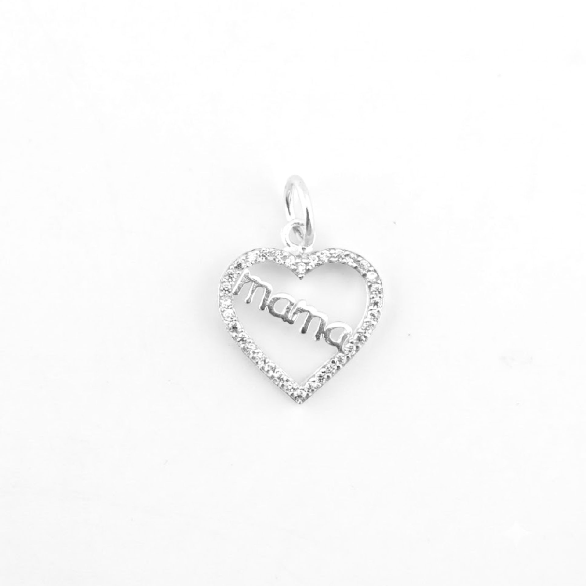 Pandantiv din Argint 925, Jolie Silver, pentru Dama, Model Mama in Inima cu Pietre de Zirconiu Cubic, 1.25 g, 2 x 1 cm, Argintiu