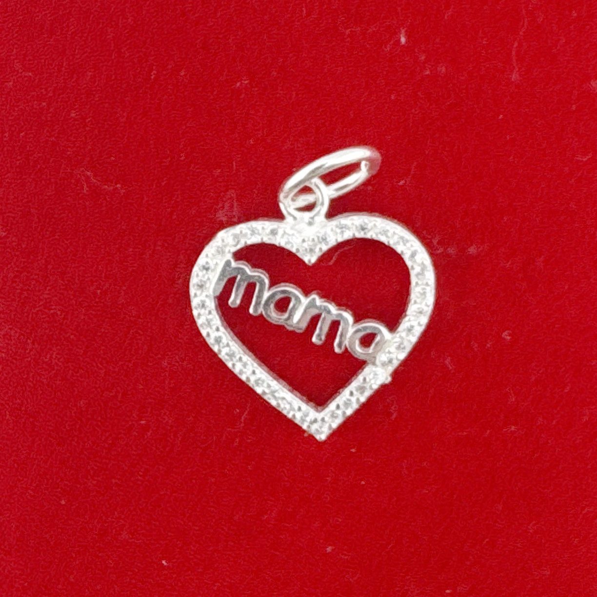 Pandantiv din Argint 925, Jolie Silver, pentru Dama, Model Mama in Inima cu Pietre de Zirconiu Cubic, 1.25 g, 2 x 1 cm, Argintiu