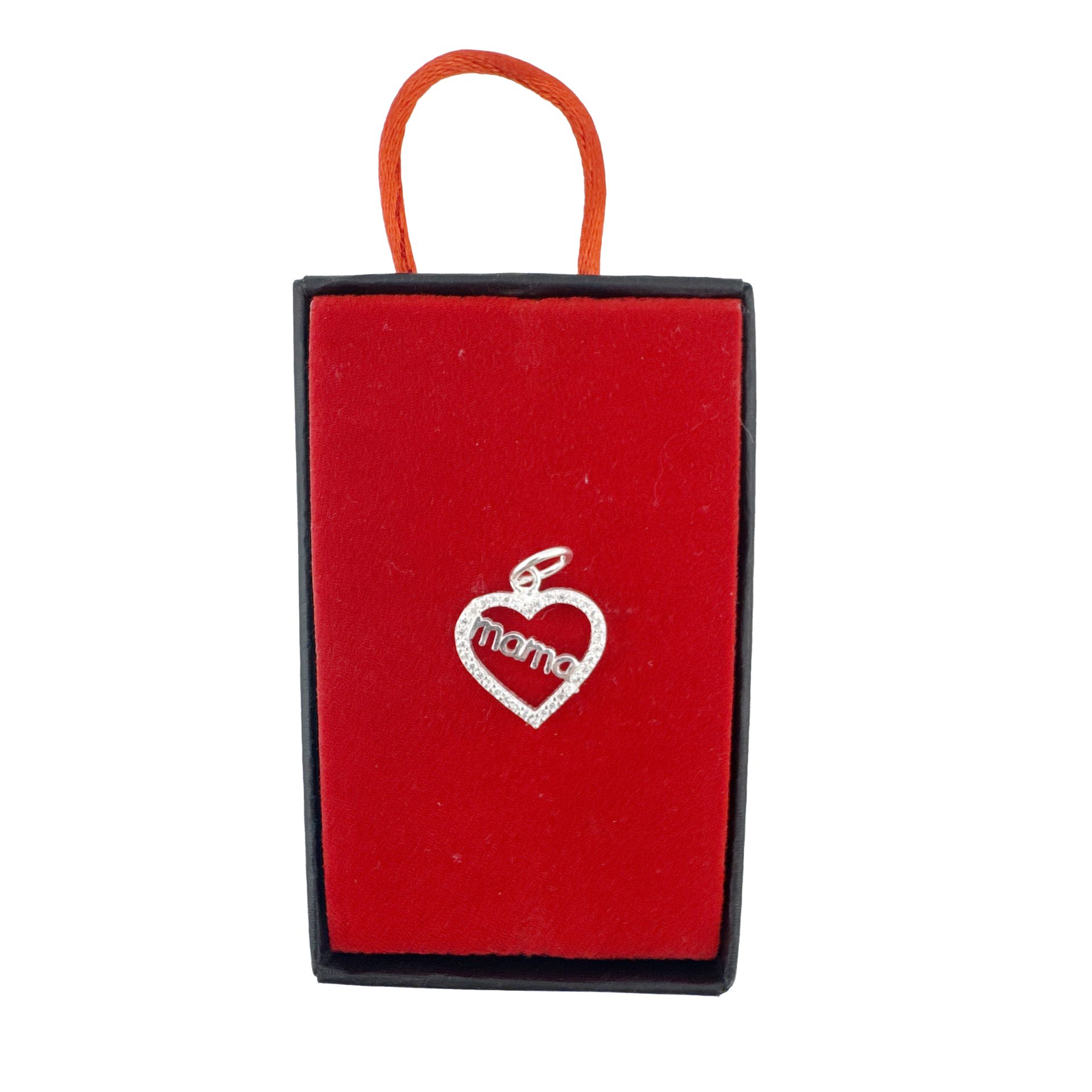 Pandantiv din Argint 925, Jolie Silver, pentru Dama, Model Mama in Inima cu Pietre de Zirconiu Cubic, 1.25 g, 2 x 1 cm, Argintiu