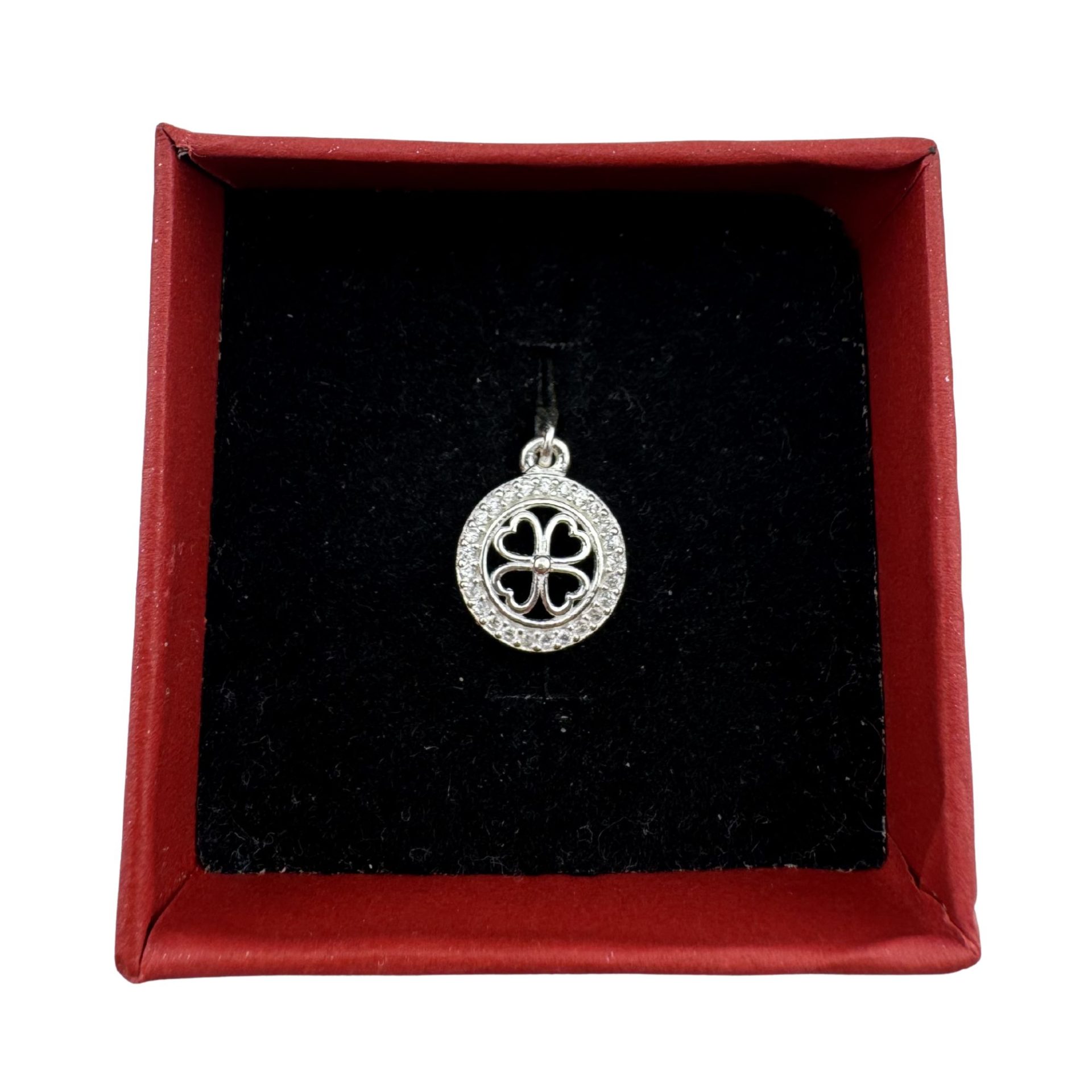 Pandantiv din Argint 925, Jolie Silver, pentru Dama, Model Trifoi cu Pietre de Zirconiu Cerc, 1 x 1 cm, 0.9 g, Argintiu