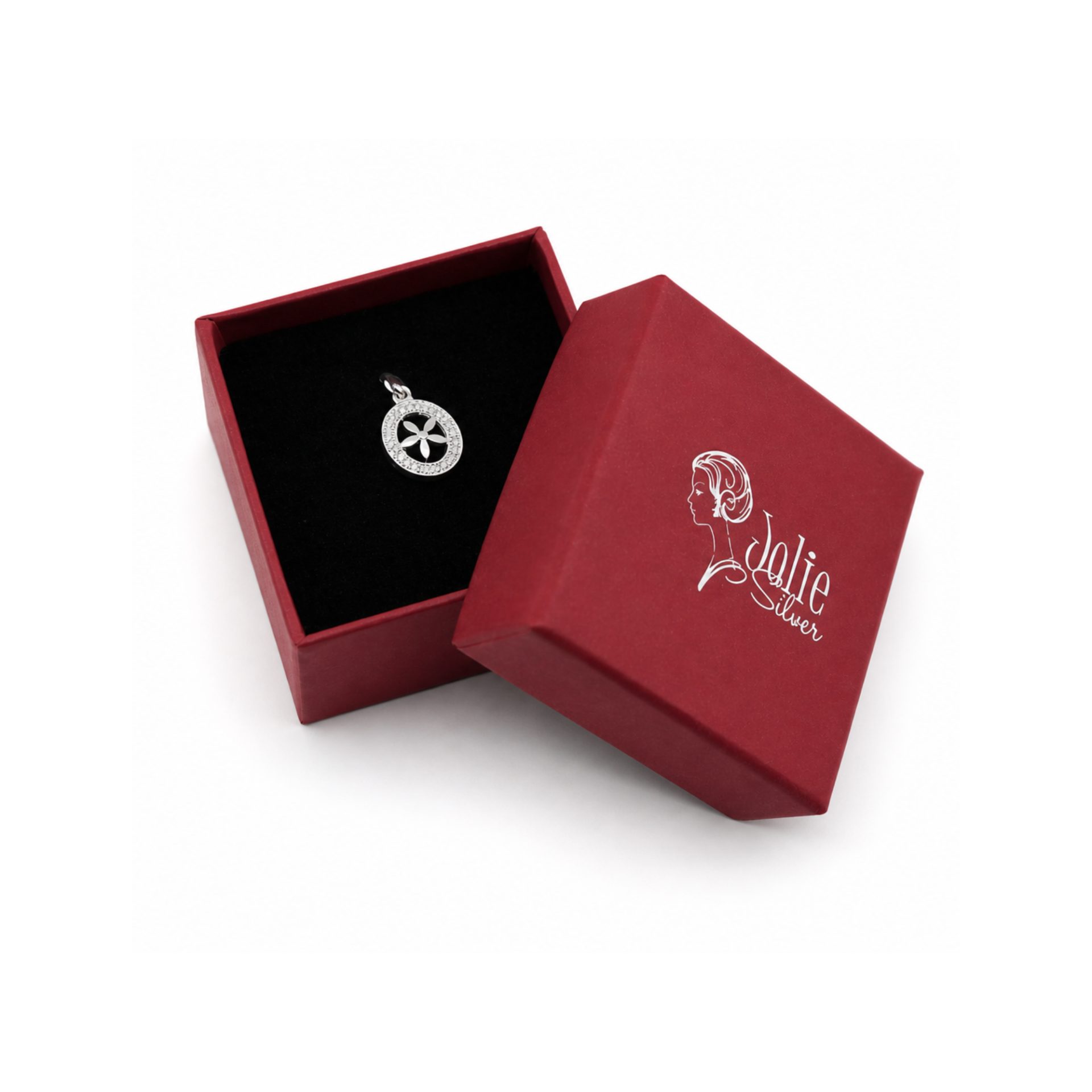 Pandantiv din Argint 925, Floare in Oval cu Zirconii, 1.07 g, Jolie Silver 4