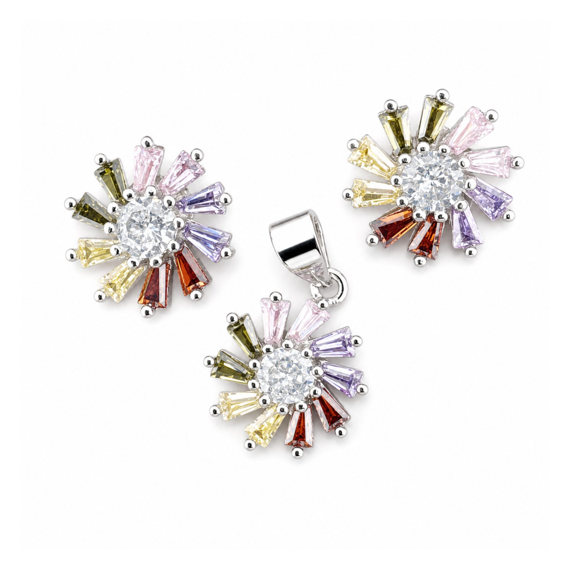 Set bijuterii dama argint 925 Jolie flori multicolore