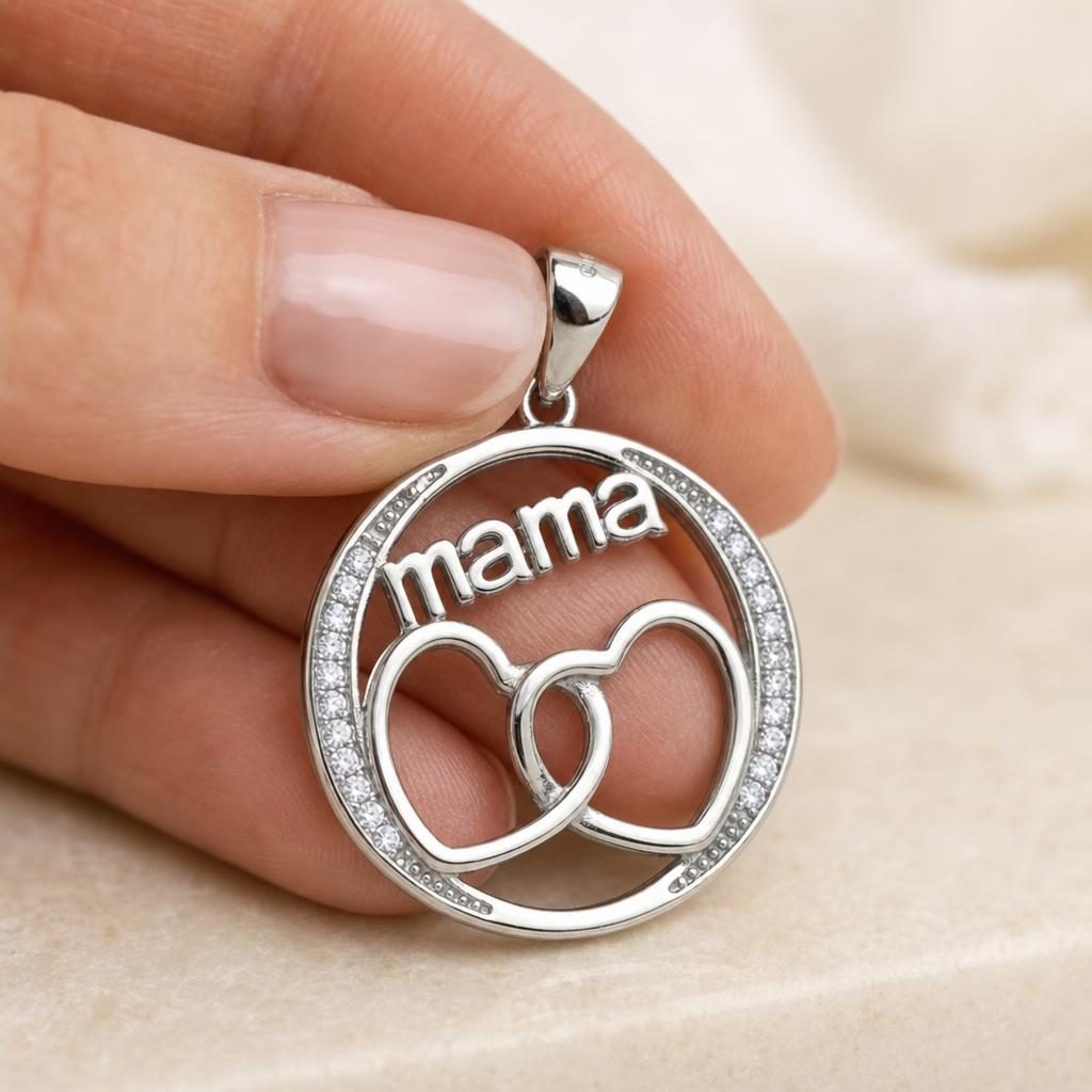 Pandantiv din Argint 925, Mama in Cerc cu Inimi, Jolie Silver, 2.23 g 2