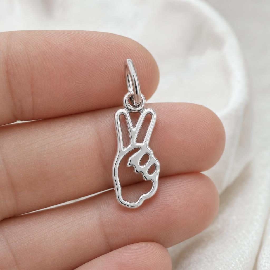 Pandantiv, Jolie Silver, Argint 925, Model Semnul Pacii, 19 x 16 mm, 0.9 g