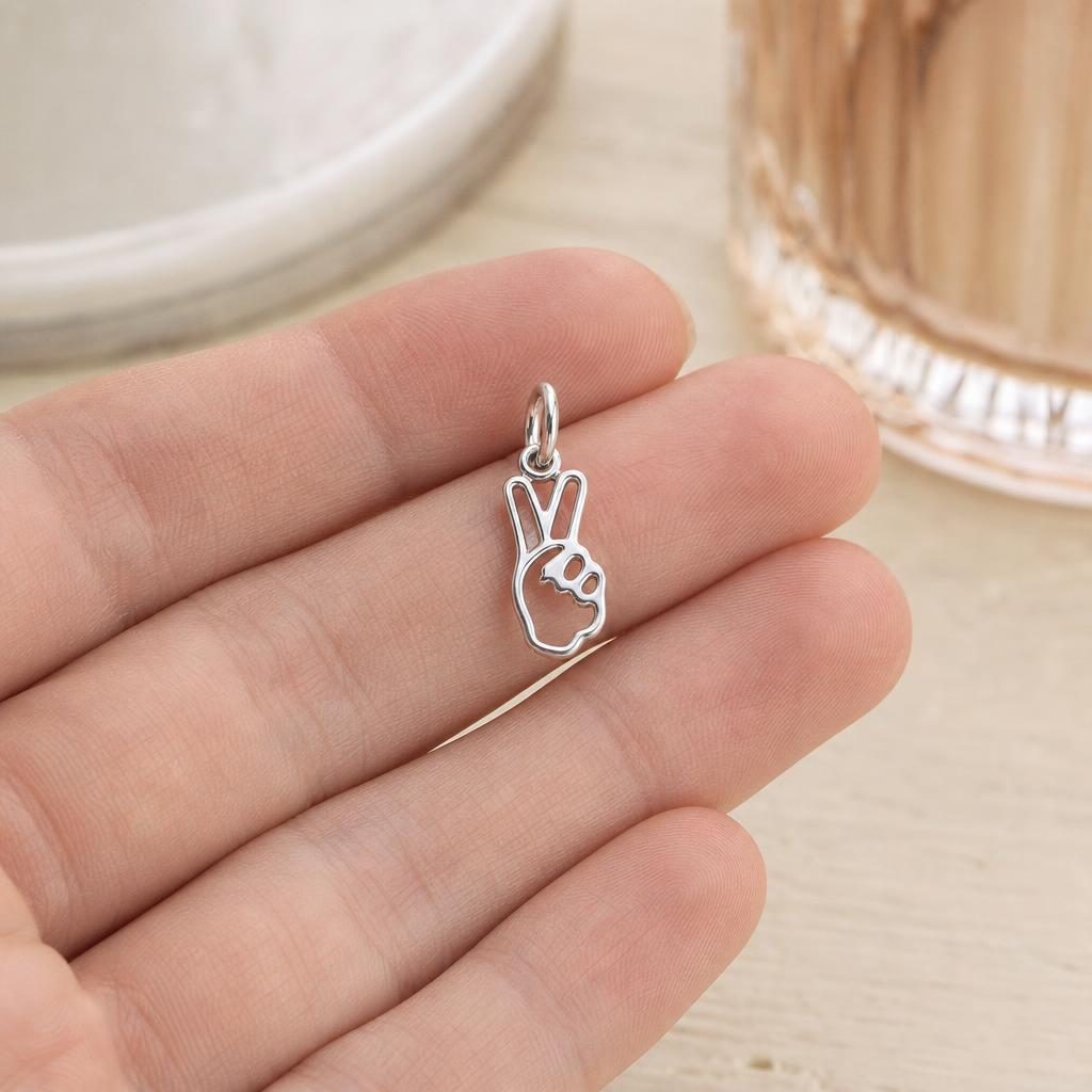 Pandantiv, Jolie Silver, Argint 925, Model Semnul Pacii, 19 x 16 mm, 0.9 g