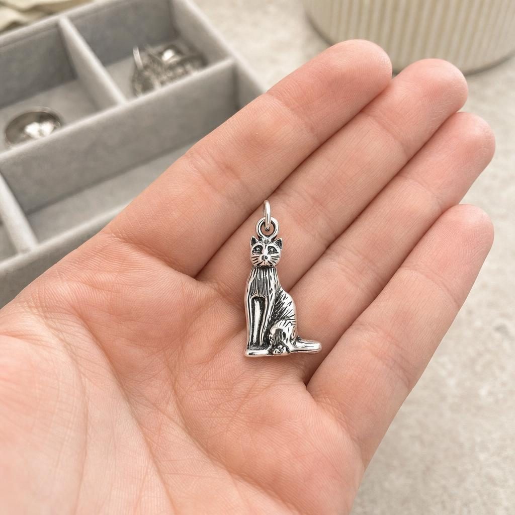 Pandantiv pisică argint Jolie Silver - detaliu finish