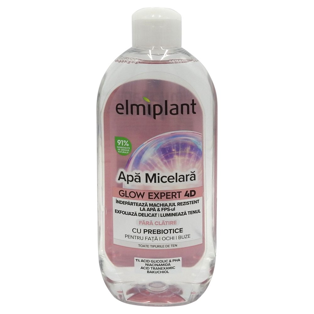 Apa Micelara Iluminatoare, Elmiplant, Glow Expert 4D, Pentru Fata, Ochi si Buze, cu Prebiotice, 400 ml 2