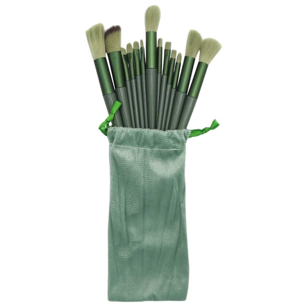 Set 13 pensule pentru machiaj, , super soft, makeup profesional/incepatori, verde 2