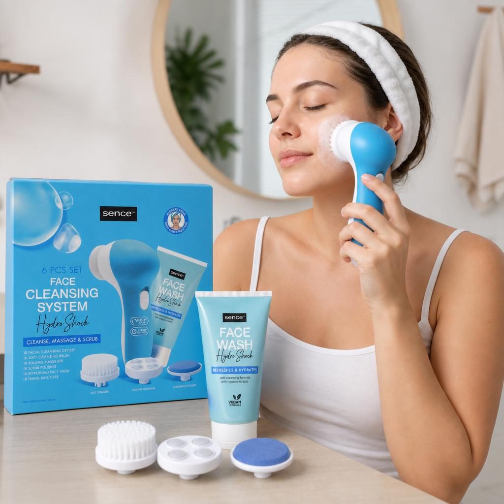 Set, Sence Beauty, pentru Curatarea Fetei Aparat, Accesorii, Gel Facial150 ml Hydro Shock