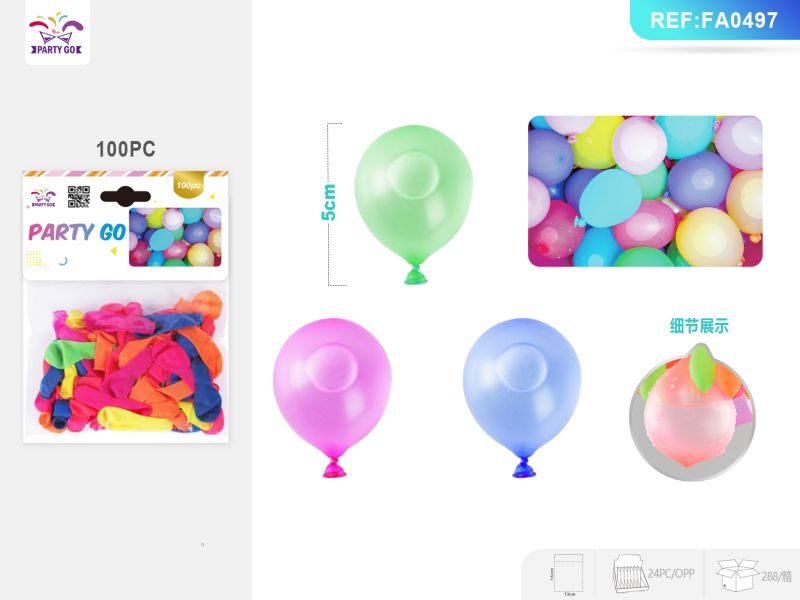 Set Baloane pentru Apa, Flippy, Set 100 Bucati, Design Practic si Material Rezistent, Distractie in Aer Liber, Joaca Activa si Racorire in Zilele de Vara, Ideal pentru Copii, Curte, Plaja, Piscina si Jocuri de Vara, Dimensiuni 5CM