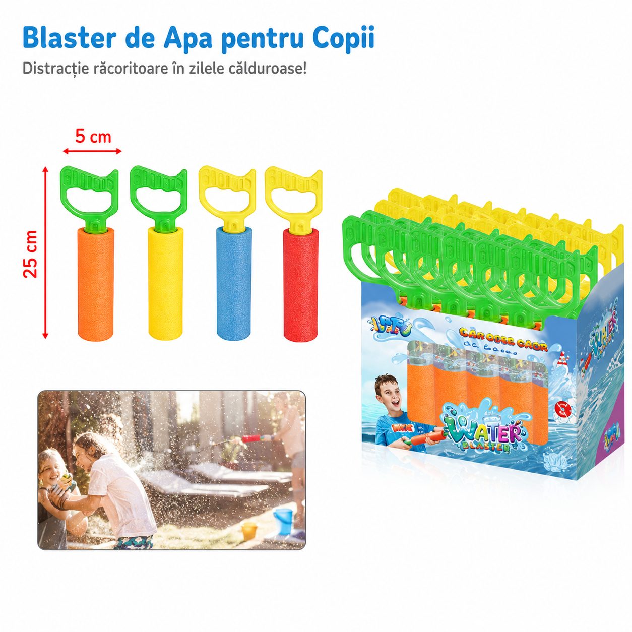 Blaster de Apa pentru Copii, , Dimensiune 5 cm, Jucarie de Vara pentru Plaja, Piscina si Curte, Rezervor pentru Apa, Diverse Modele, Multicolor 3