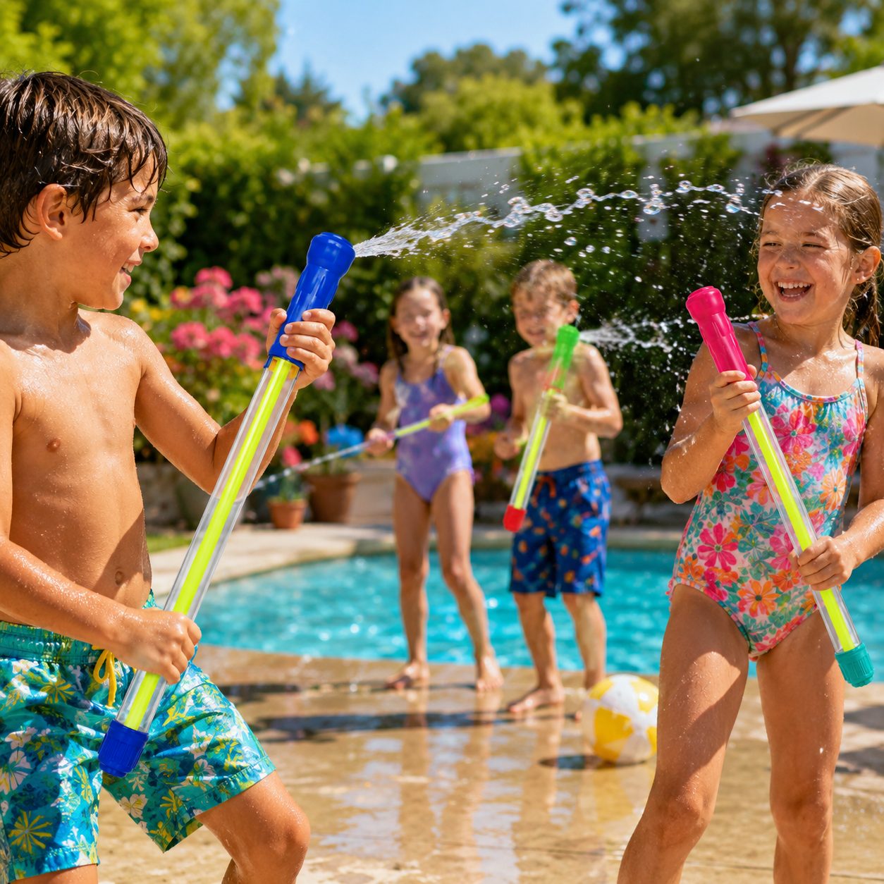 Blaster de Apa pentru Copii, , Dimensiune 2.5 cm, Jucarie de Vara pentru Plaja, Piscina si Curte, Rezervor pentru Apa, Diverse Modele, Multicolor 2