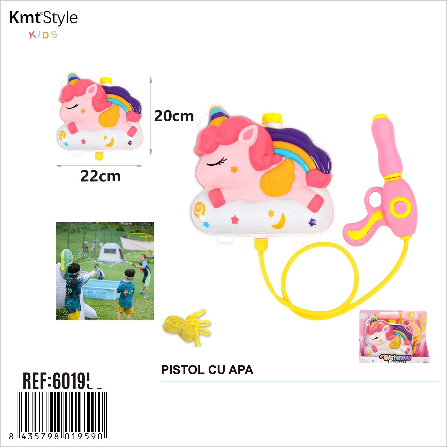 Pistol cu Apa, Flippy, Model Practic pentru Utilizare Zilnica, Rezervor pentru Apa si Constructie Usoara, Distractie in Aer Liber, Joaca Activa si Racorire in Zilele de Vara, Ideal pentru Copii, Curte, Plaja, Piscina si Jocuri de Vara, Multicolor