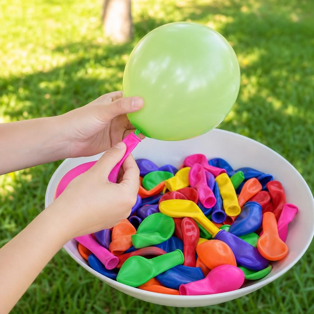 Set Baloane pentru Apa, , Set 100 Bucati, Design Practic si Material Rezistent, Distractie in Aer Liber, Joaca Activa si Racorire in Zilele de Vara, Ideal pentru Copii, Curte, Plaja, Piscina si Jocuri de Vara, Dimensiuni 5CM 4