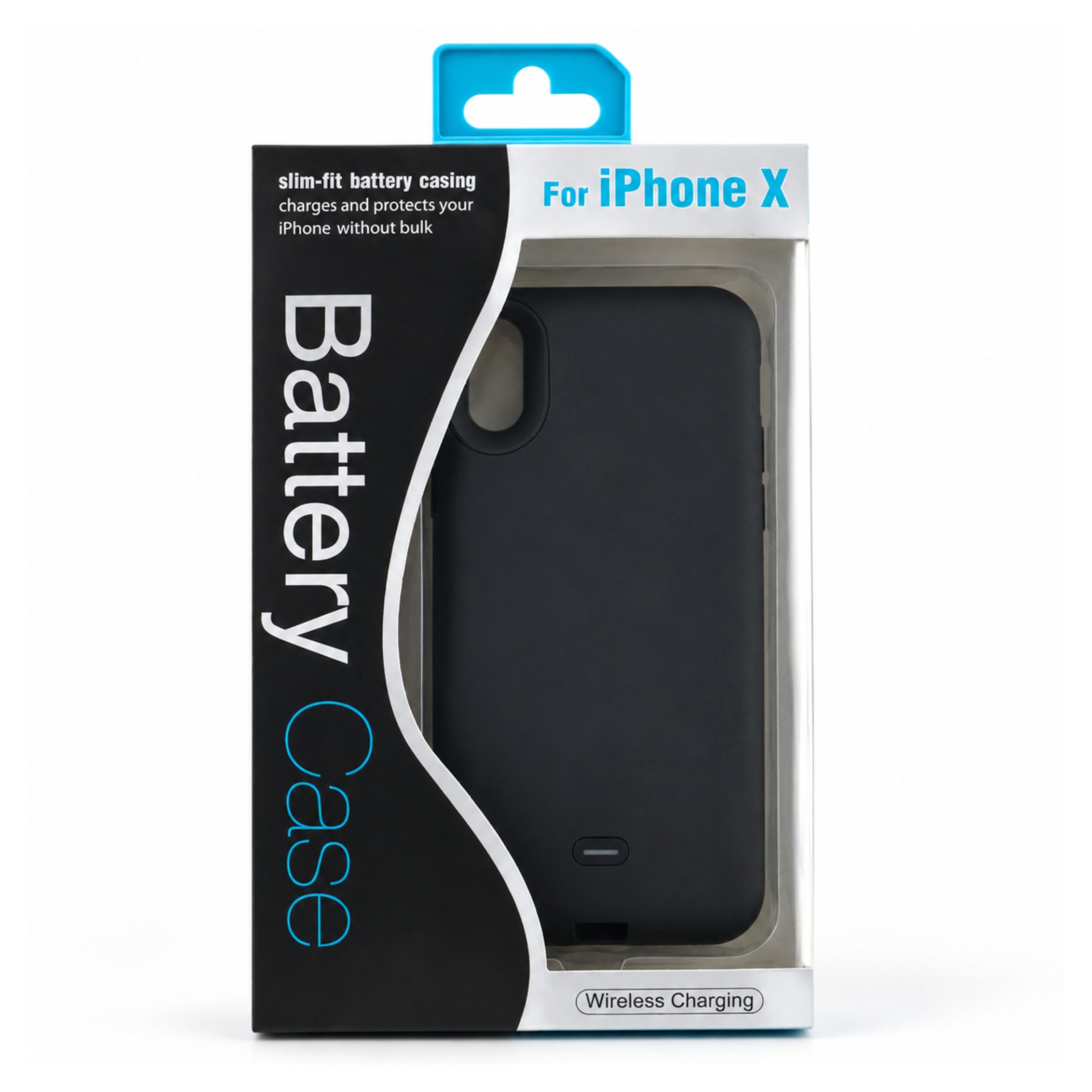 Acumulator extern iFans Battery Case 3000 mAh Wireless pentru Apple iPhone X, Negru