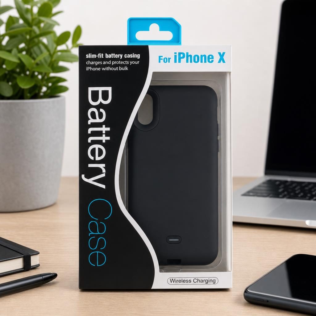 Acumulator extern iFans Battery Case 3000 mAh Wireless pentru Apple iPhone X, Negru