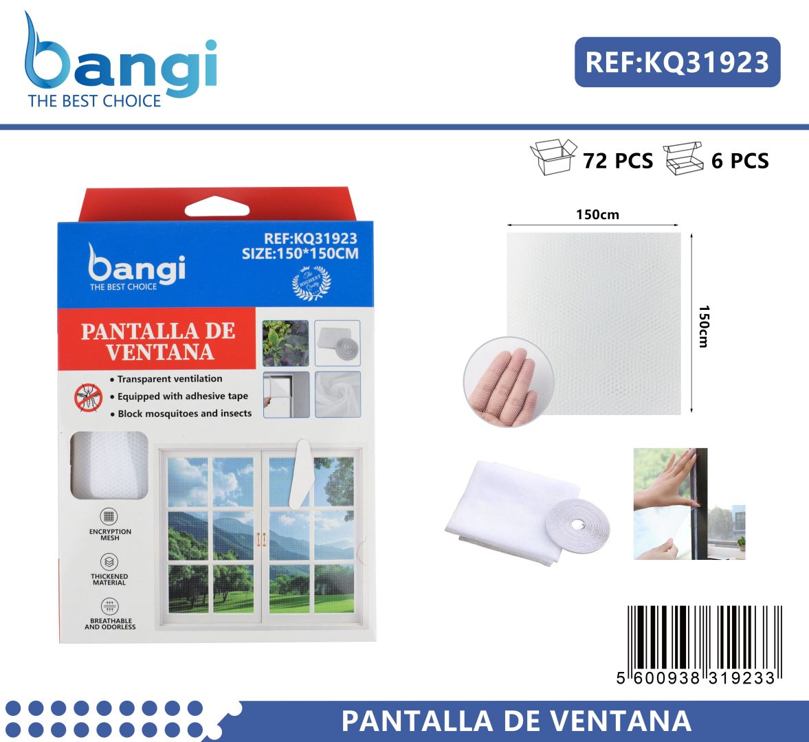 Plasa de Tantari pentru Geam, , Dimensiune 150x150 cm, Protectie Impotriva Insectelor, Montaj Simplu, Material Rezistent si Aerisire Eficienta, Culoare Neutra 2