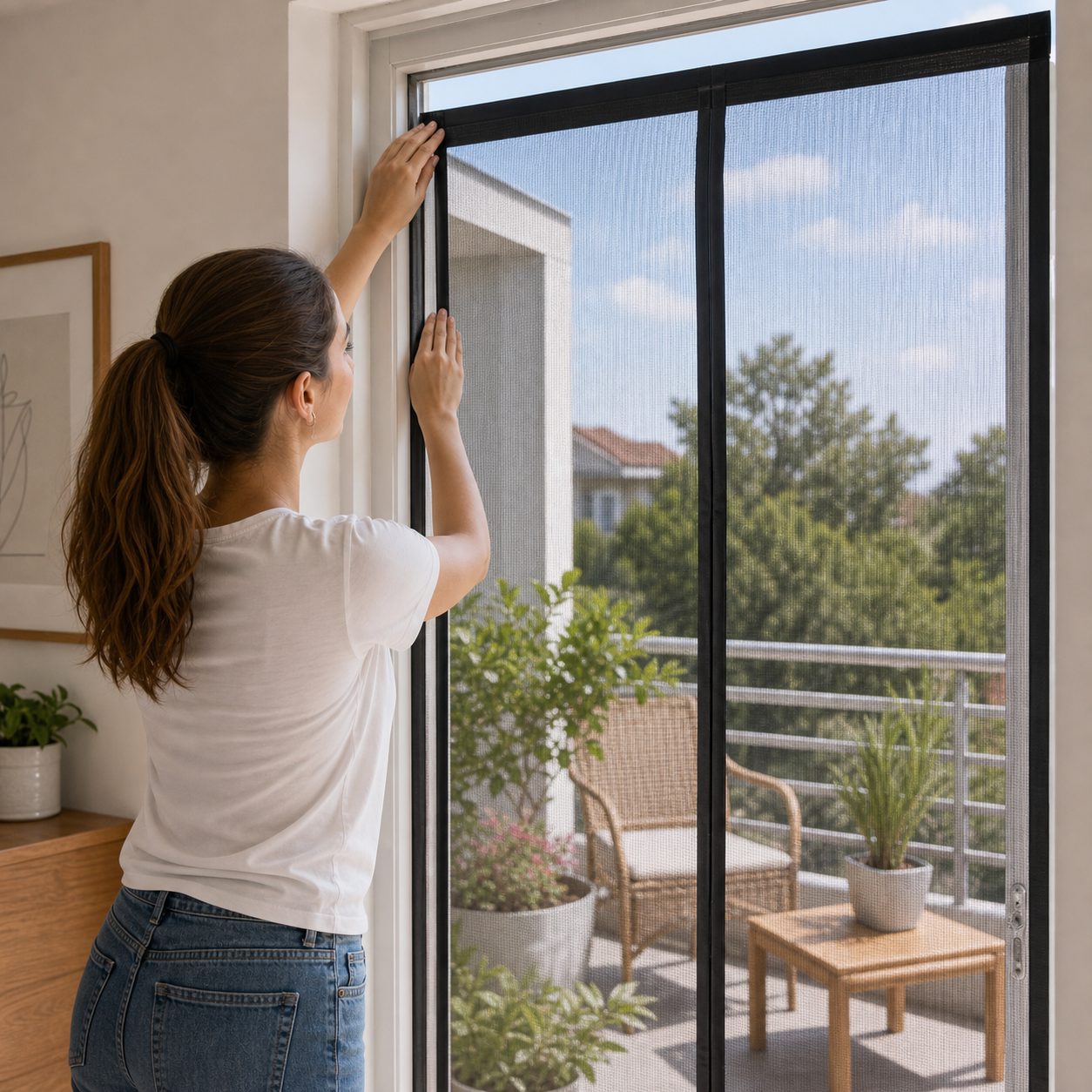 Plasa de Tantari Magnetica pentru Usa, Flippy, Dimensiune 160x240 cm, Protectie Impotriva Insectelor, Montaj Simplu, Material Rezistent si Aerisire Eficienta, Culoare Neutra