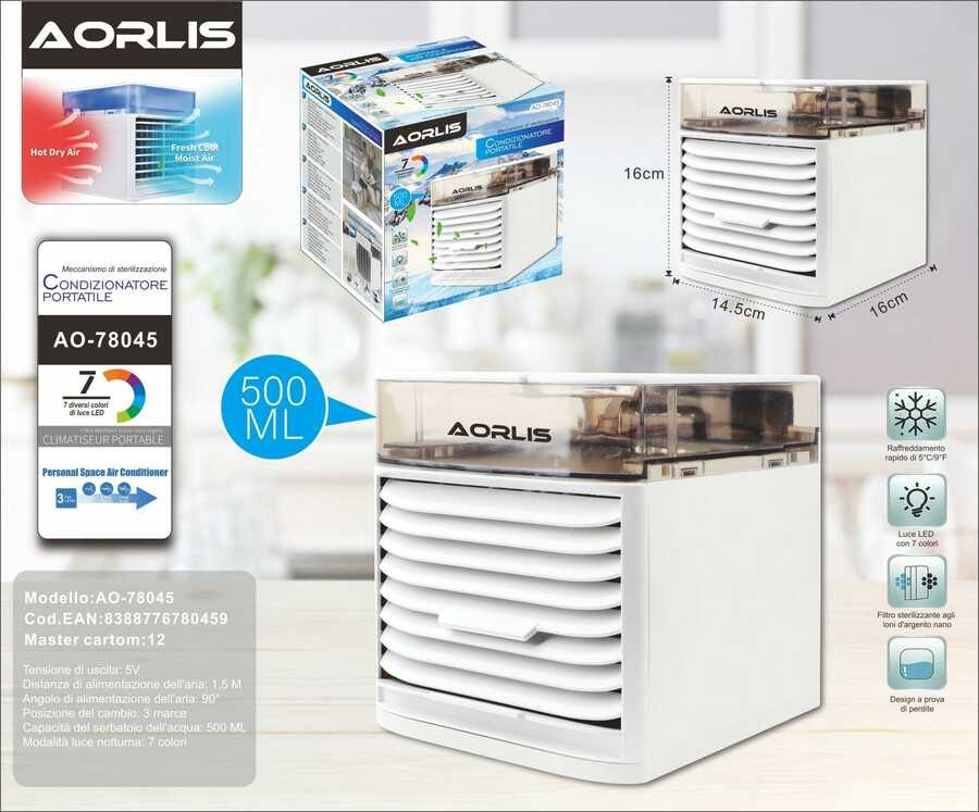 Aer Conditionat Portabil, Flippy, Model Compact cu Rezervor pentru Apa, Alimentare USB 5V, Flux de Aer Racoritor, Utilizare Usoara si Confort in Zilele Calduroase, Ideal pentru Birou, Camera, Masina, Calatorii si Vara