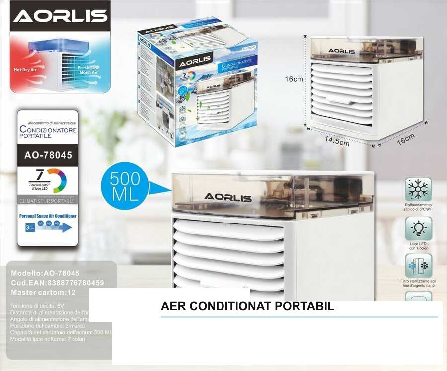Aer Conditionat Portabil, Flippy, Model Compact cu Rezervor pentru Apa, Alimentare USB 5V, Flux de Aer Racoritor, Utilizare Usoara si Confort in Zilele Calduroase, Ideal pentru Birou, Camera, Masina, Calatorii si Vara