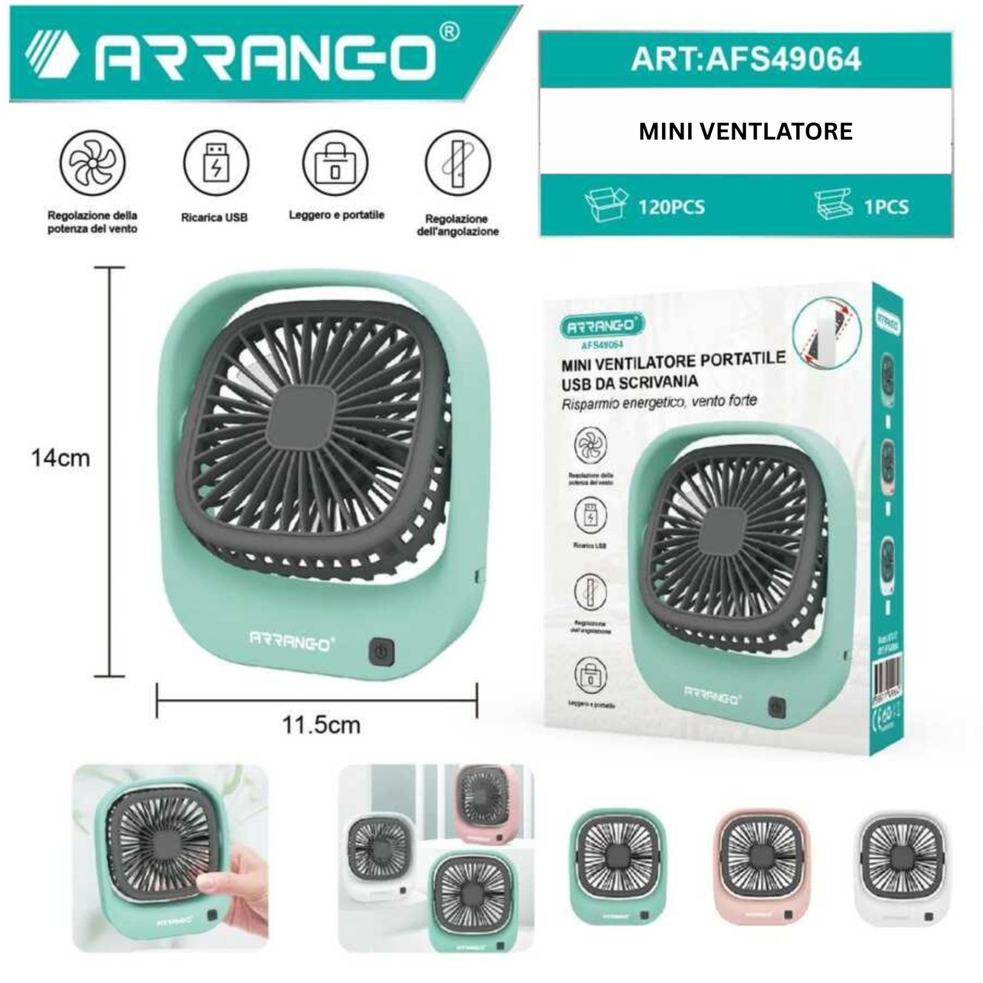 Mini Ventilator Portabil, Flippy, Model Compact si Portabil, Alimentare USB 5V, Flux de Aer Racoritor, Utilizare Usoara si Confort in Zilele Calduroase, Ideal pentru Birou, Camera, Masina, Calatorii si Vara