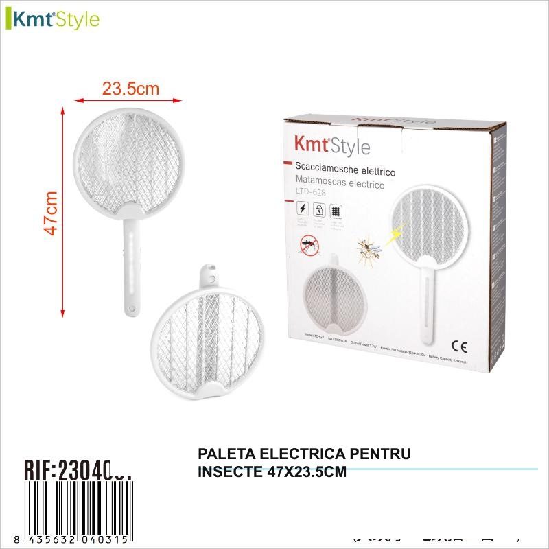 Paleta Electrica pentru Tantari si Insecte, Flippy, Dimensiune 47x23.5 cm, Racheta Anti-Insecte cu Plasa Metalica, Maner Ergonomic, Utilizare la Interior si Exterior