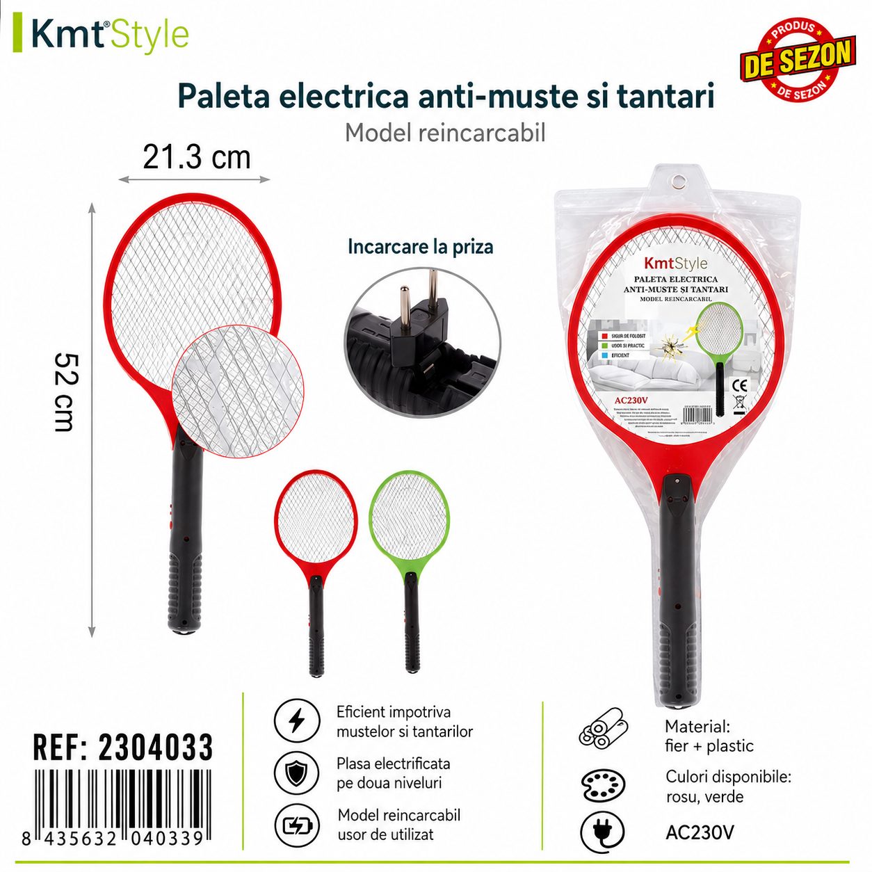 Paleta Electrica Anti-Insecte, , Model Practic pentru Utilizare Zilnica, Alimentare Electrica si Design Portabil, Protectie Impotriva Insectelor, Utilizare Practica si Confort Sporit, Ideal pentru Casa, Terasa, Curte, Camping si Seri de Vara, Rosu 2