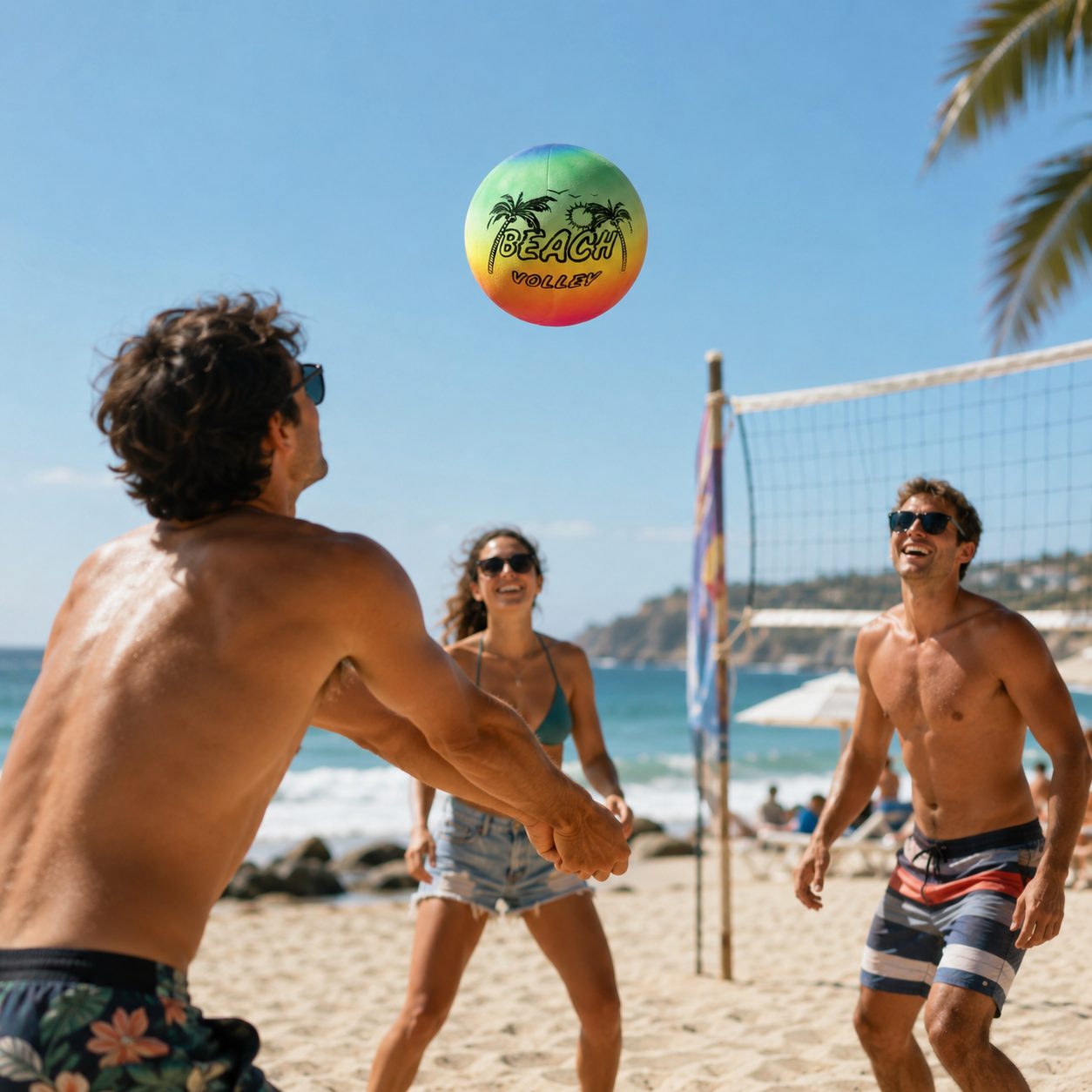 Minge de Plaja Gonflabila, , Model Beach Volley, Material PVC si Structura Gonflabila, Confort pe Apa, Stabilitate si Distractie pentru Vara, Ideal pentru Piscina, Plaja, Vacante si Activitati Acvatice, Multicolor 3