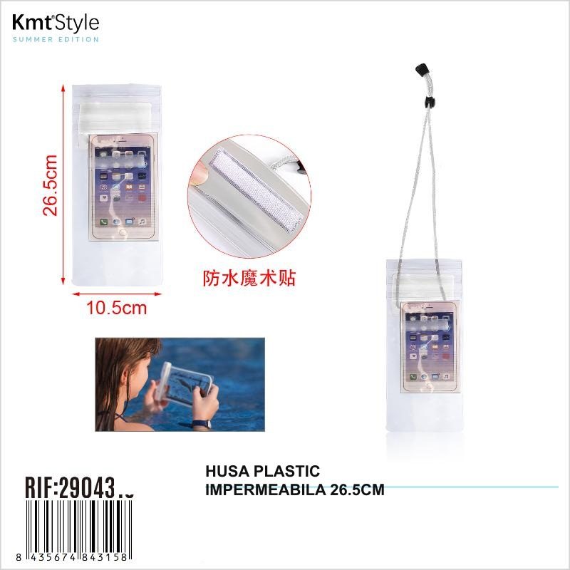 Husa Impermeabila pentru Telefon, , Summer Edition, Inchidere Etansa cu Banda Velcro, Snur de Gat, PVC, 10.5 x 26.5 cm, Transparenta 5