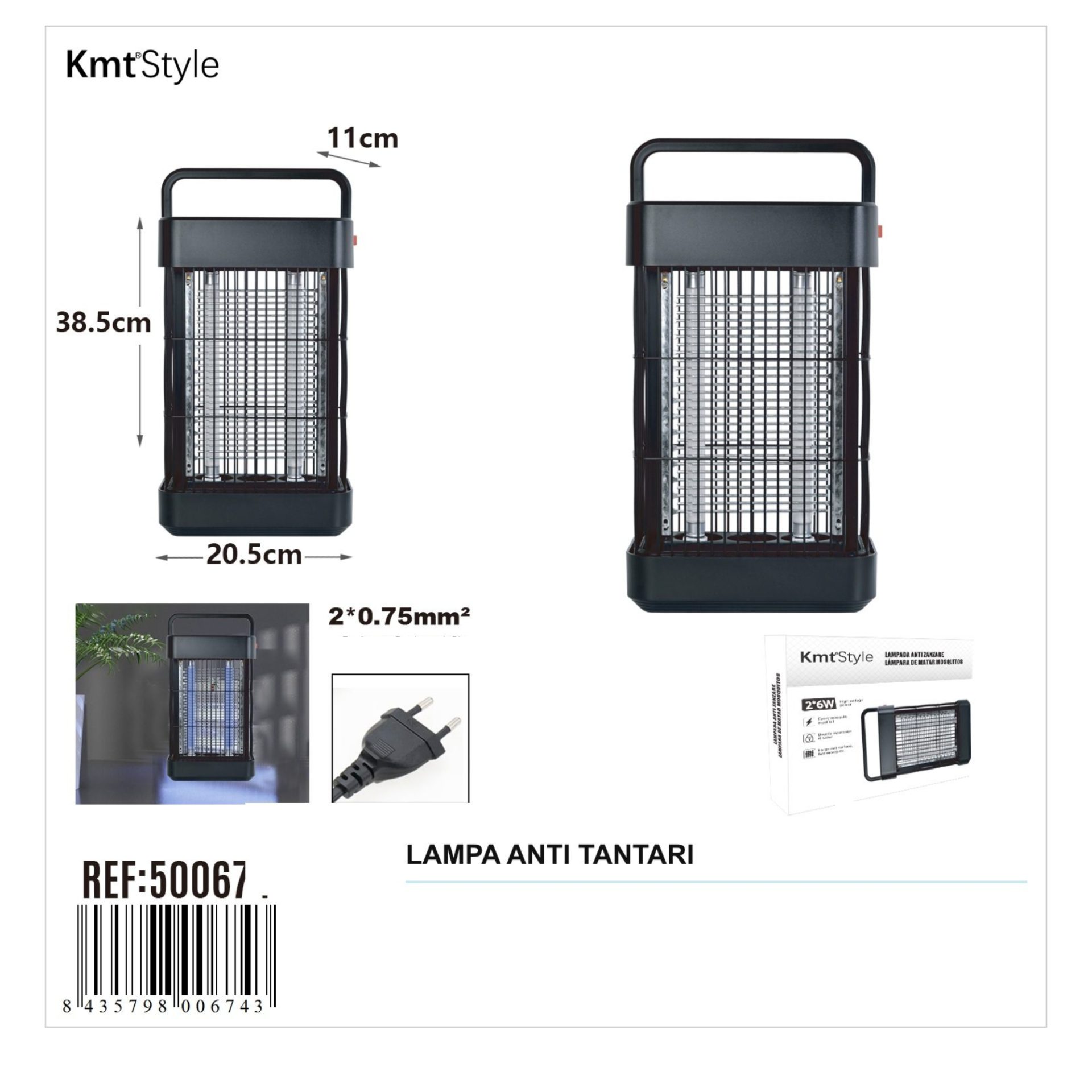 Lampa Anti-Tantari, , Model Practic pentru Utilizare Zilnica, Alimentare Electrica si Design Portabil, Protectie Impotriva Insectelor, Utilizare Practica si Confort Sporit, Ideal pentru Casa, Terasa, Curte, 38.5 x 20.5 cm, Negru 3
