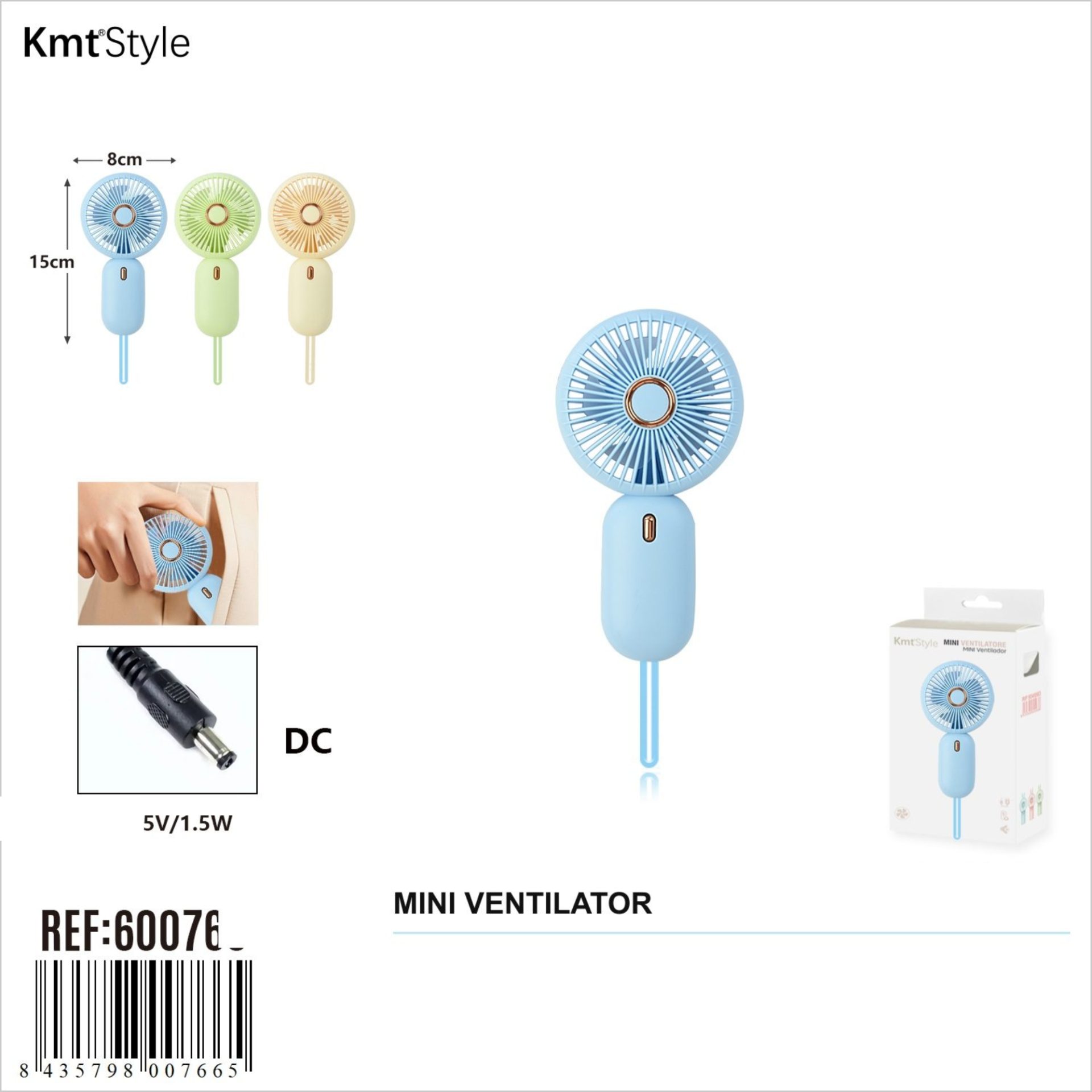 Mini Ventilator Portabil, , Model Compact si Portabil, Alimentare USB 5V, Flux de Aer Racoritor, Utilizare Usoara si Confort in Zilele Calduroase, Ideal pentru Birou, Camera, Masina, Calatorii si Vara, 15 x 8 cm, Albastru 2