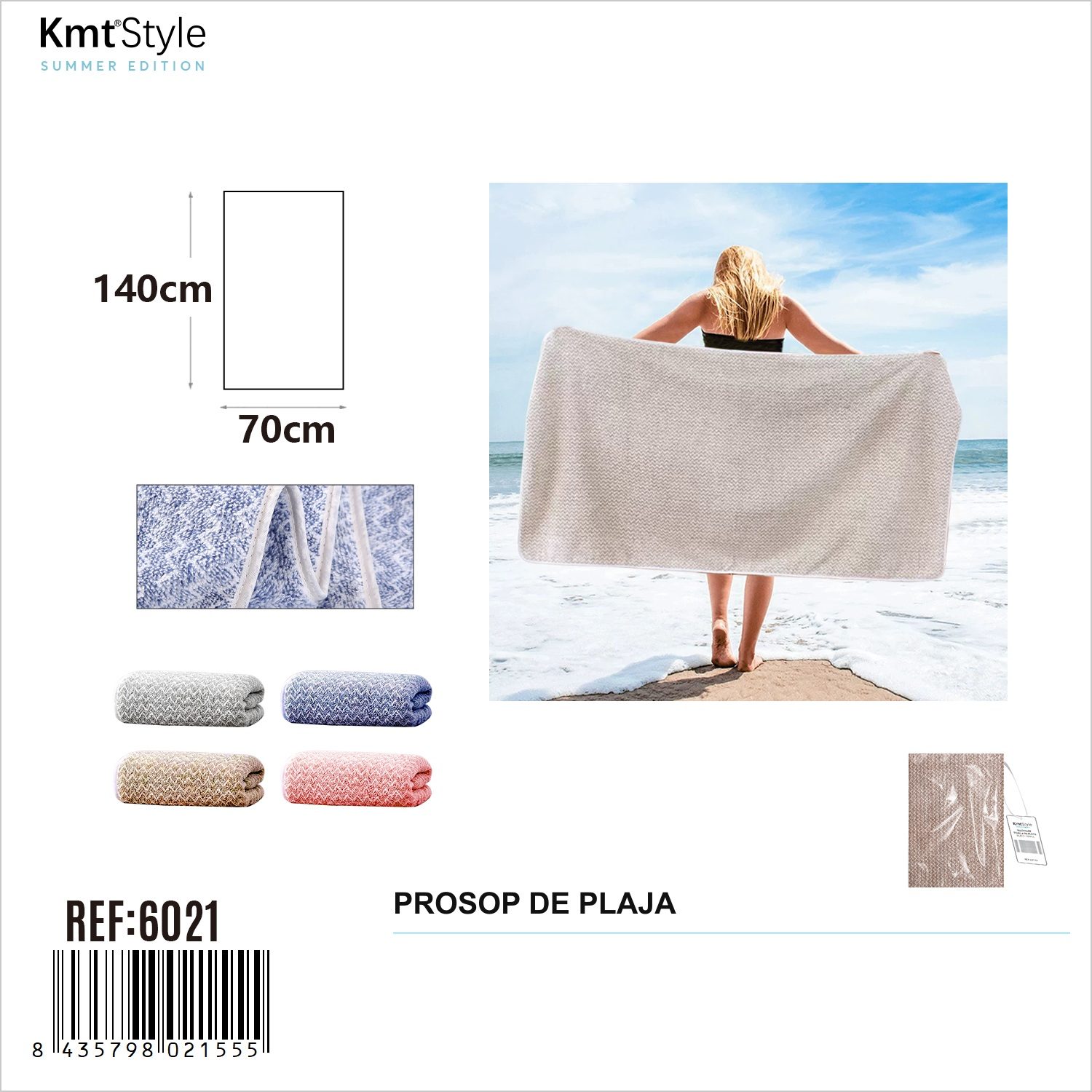 Prosop de Plaja, Flippy, Model Practic pentru Utilizare Zilnica, Material Textil Usor si Absorbant, Uscare Rapida, Atingere Placuta si Confort dupa Baie sau Inot, Ideal pentru Plaja, Picnic, Piscina, Camping si Vacante, Multicolor
