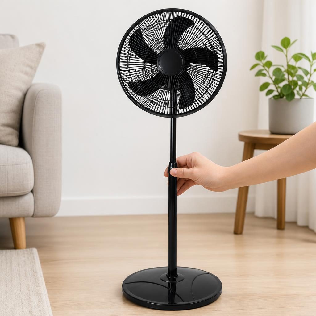 Ventilator Portabil, , Model Compact si Portabil, Flux de Aer Racoritor, Utilizare Usoara si Confort in Zilele Calduroase, Ideal pentru Birou, Camera, Masina, Calatorii si Vara, 45W, 110x42 cm, Negru 3