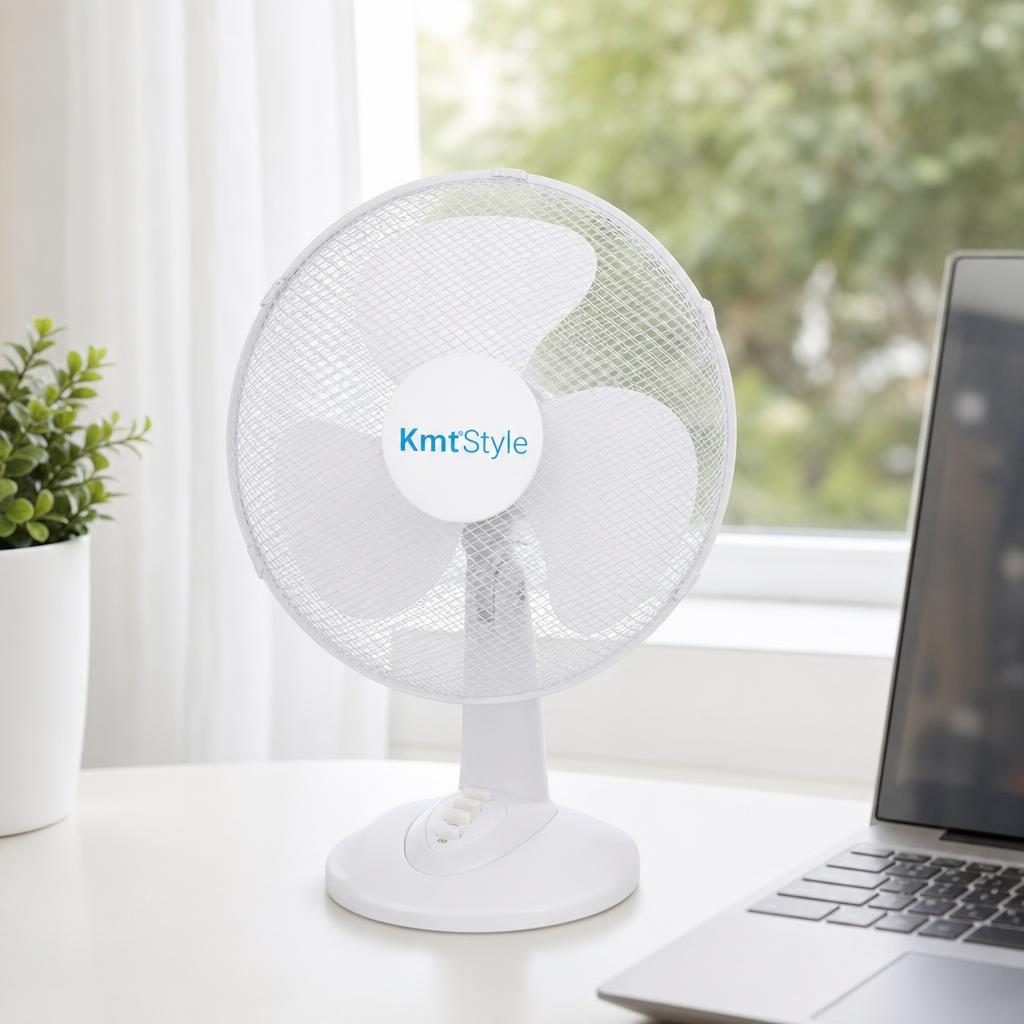 Mini Ventilator Portabil, , Model Compact si Portabil, Alimentare , Flux de Aer Racoritor, Utilizare Usoara si Confort in Zilele Calduroase, Ideal pentru Birou, 35 W, 46x34 cm, Alb 2