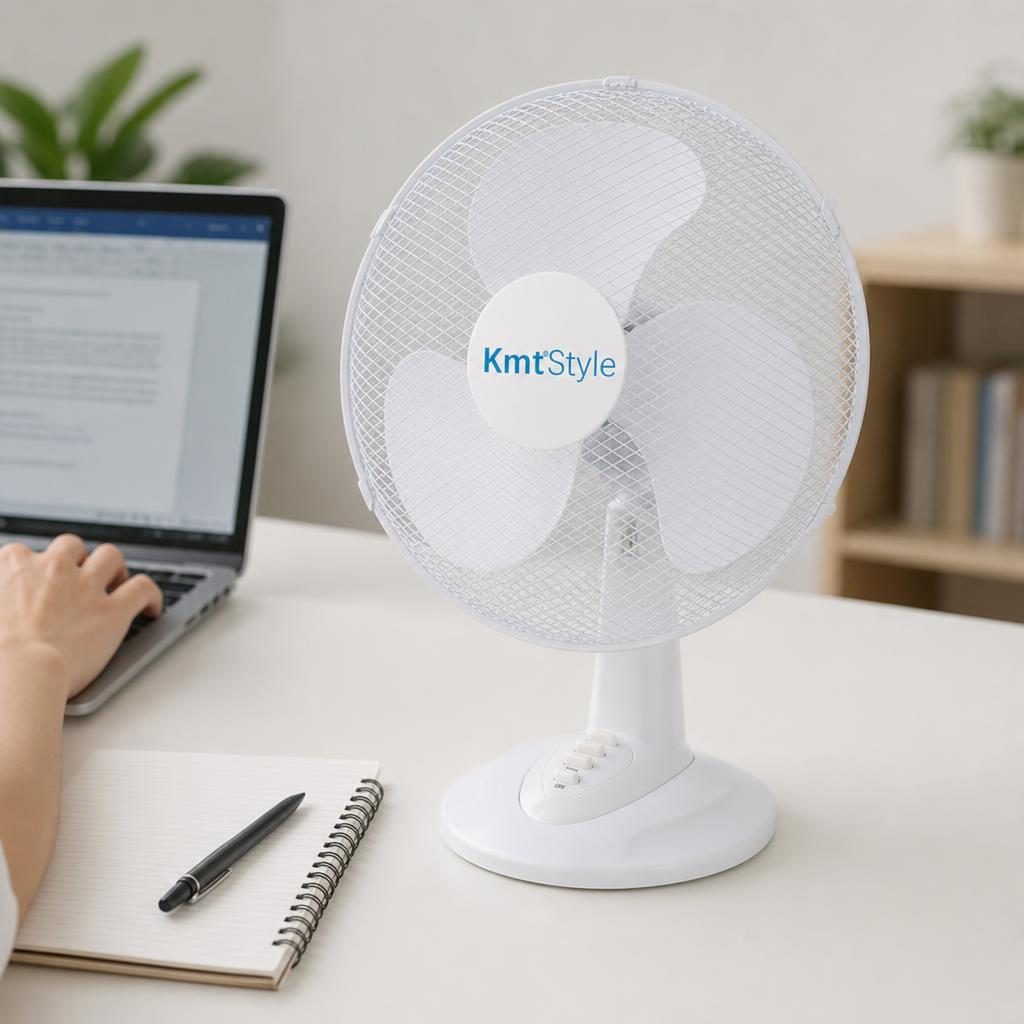 Mini Ventilator Portabil, , Model Compact si Portabil, Alimentare , Flux de Aer Racoritor, Utilizare Usoara si Confort in Zilele Calduroase, Ideal pentru Birou, 35 W, 46x34 cm, Alb 3