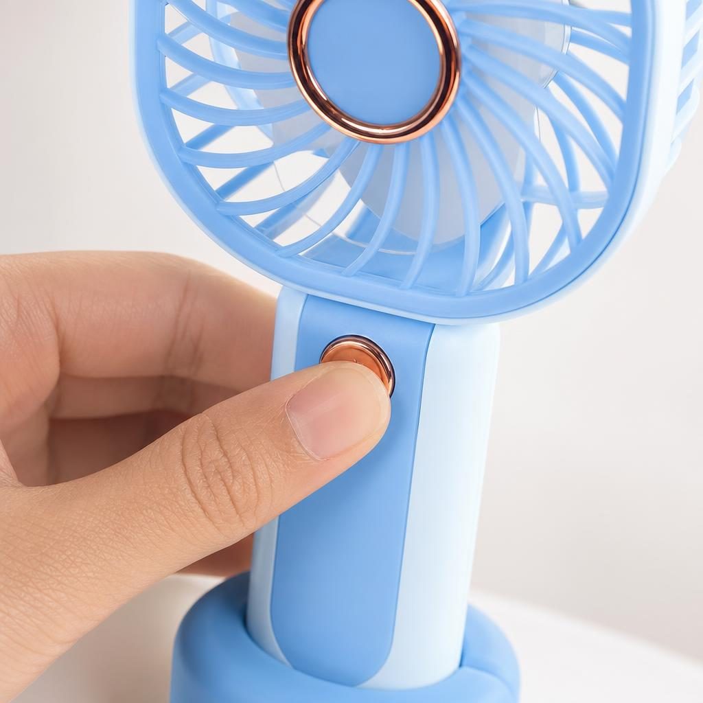 Mini Ventilator Portabil, , Model Compact si Portabil, Alimentare USB 5V, Flux de Aer Racoritor, Utilizare Usoara si Confort in Zilele Calduroase, Ideal pentru Birou, Camera, Masina, Calatorii si Vara, 16.8 x 7.8 cm, Albastru 3