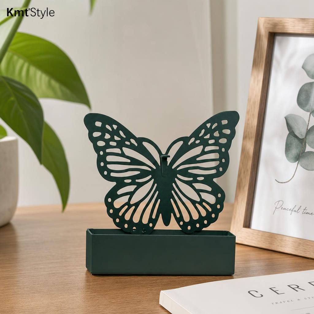Suport Metalic pentru Spirala Anti-Tantari, , Model Decorativ Fluture, Baza Stabila pentru Ardere, Utilizare Interior si Exterior, 13.5 x 4.5 x 16 cm, Verde 5