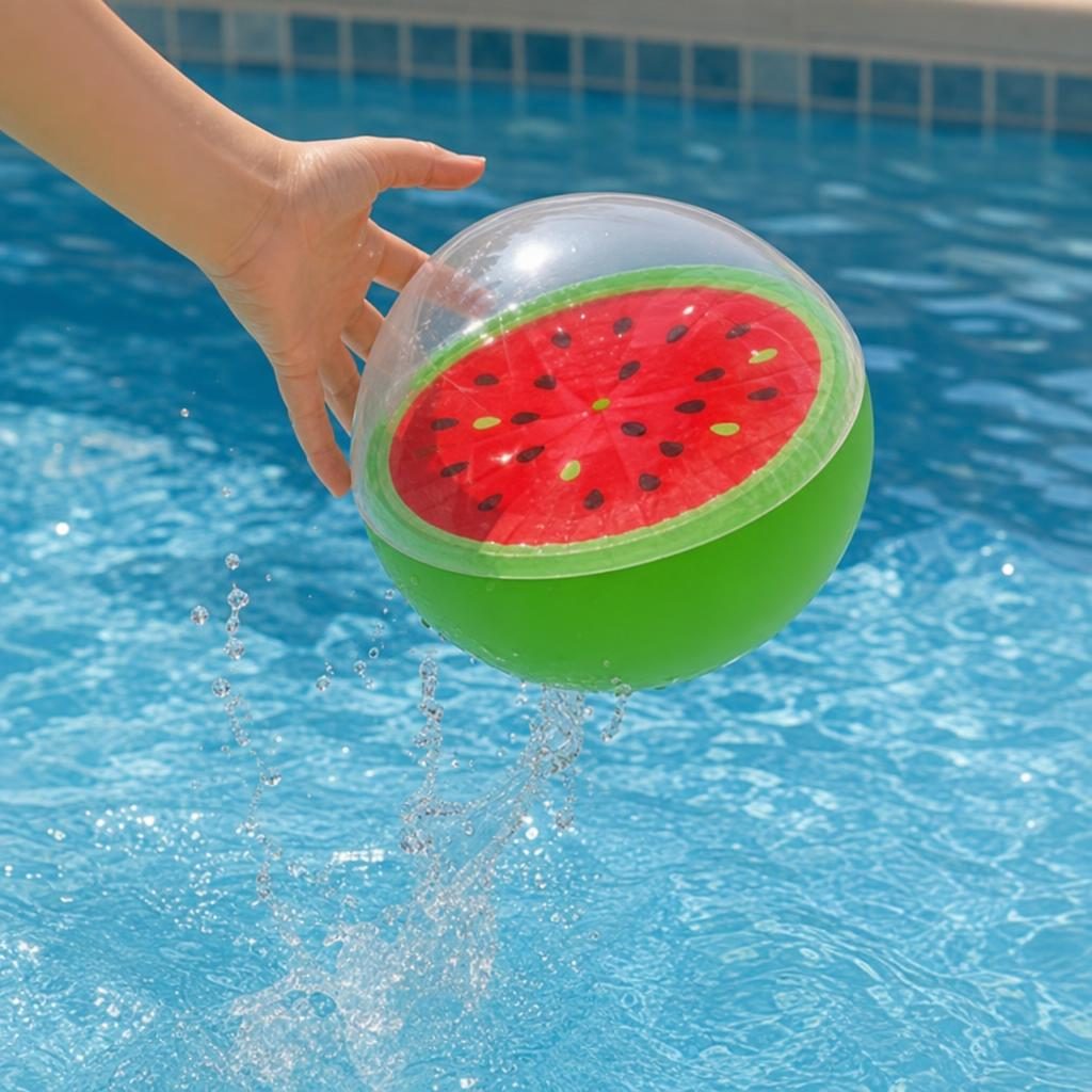 Minge de Plaja Gonflabila, , Model Fructe, Material PVC si Structura Gonflabila, Confort pe Apa, Stabilitate si Distractie pentru Vara, Ideal pentru Piscina, Plaja, Vacante si Activitati Acvatice, Dimensiuni 40 cm, Multicolor 3