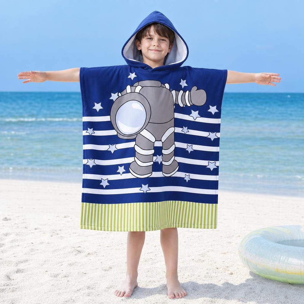 Prosop de Plaja, , Model Astronaut, Material Textil Usor si Absorbant, Uscare Rapida, Atingere Placuta si Confort dupa Baie sau Inot, Ideal pentru Plaja, Picnic, Piscina, Camping si Vacante, Dimensiuni 60 x 120 cm / 120 cm, Albastru 4