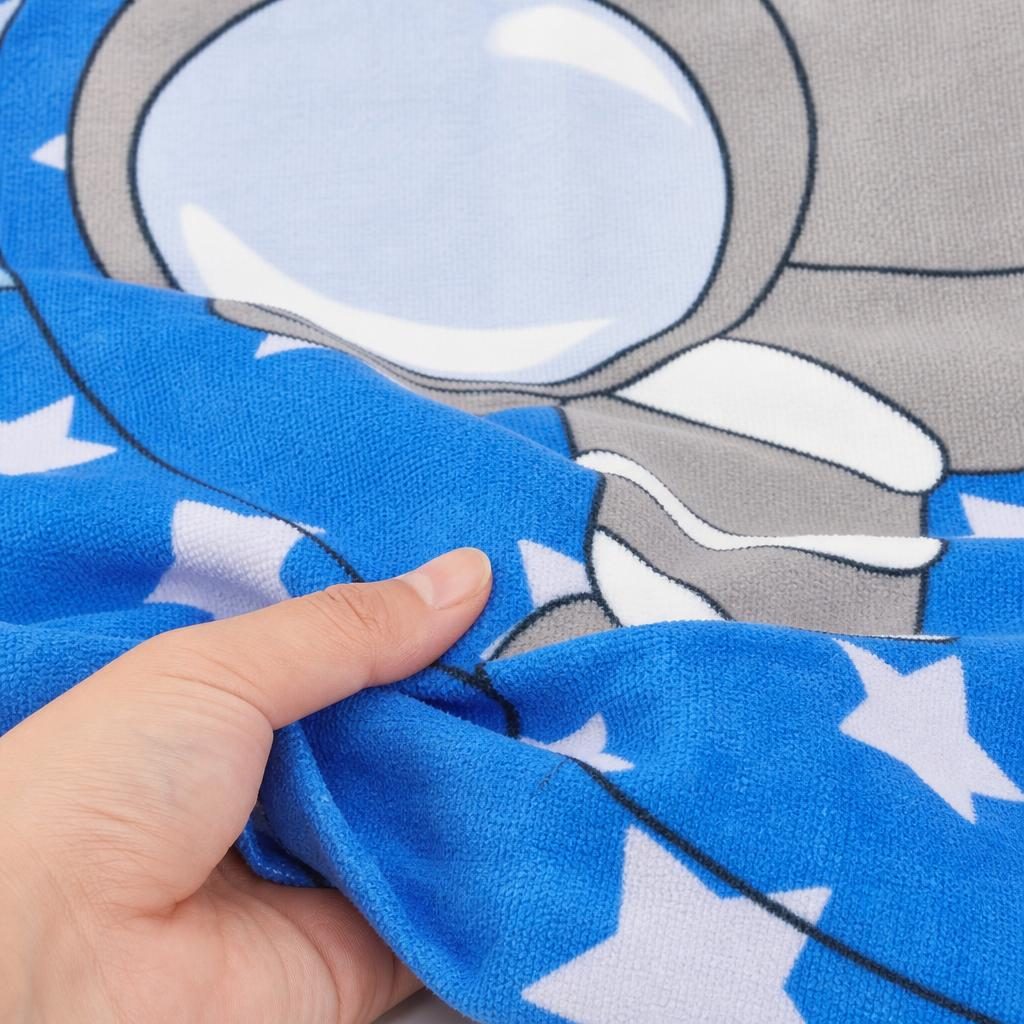 Prosop de Plaja, , Model Astronaut, Material Textil Usor si Absorbant, Uscare Rapida, Atingere Placuta si Confort dupa Baie sau Inot, Ideal pentru Plaja, Picnic, Piscina, Camping si Vacante, Dimensiuni 60 x 120 cm / 120 cm, Albastru 5