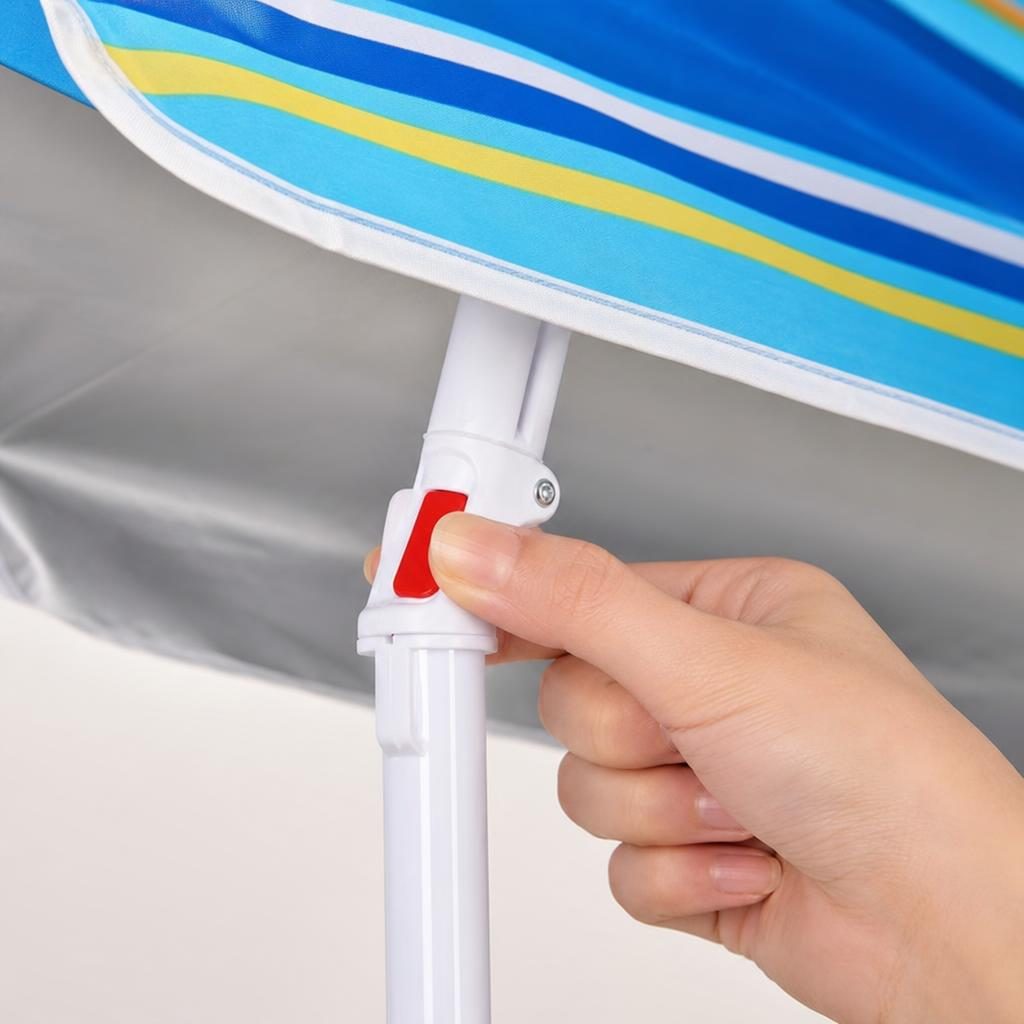Umbrela de Plaja, , Model de Vara cu Protectie Solara, Tija Stabila si Suprafata pentru Umbrire, Ofera Umbra, Protectie Solara si Confort la Exterior, Ideal pentru Plaja, Picnic, Piscina, Camping si Vacante, 240 cm, Multicolor 3