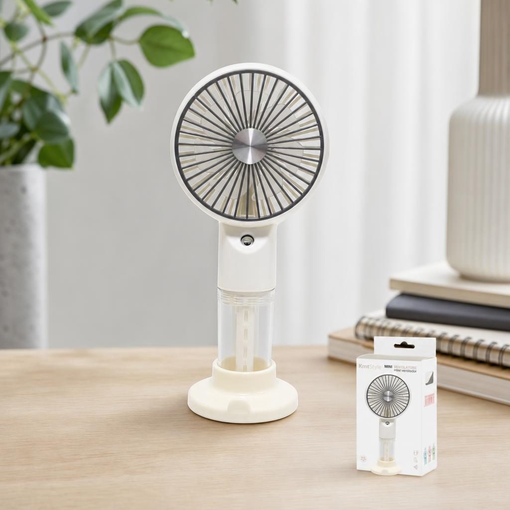 Mini Ventilator Portabil, , Model Compact si Portabil, Alimentare USB 5V, Flux de Aer Racoritor, Utilizare Usoara si Confort in Zilele Calduroase, Ideal pentru Birou, Camera, Masina, Calatorii si Vara, 20 x 9.5 cm, Crem 5
