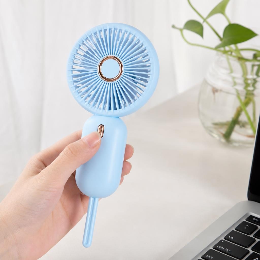 Mini Ventilator Portabil, , Model Compact si Portabil, Alimentare USB 5V, Flux de Aer Racoritor, Utilizare Usoara si Confort in Zilele Calduroase, Ideal pentru Birou, Camera, Masina, Calatorii si Vara, 15 x 8 cm, Albastru 4