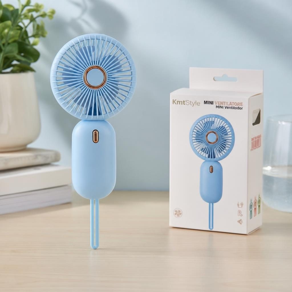 Mini Ventilator Portabil, , Model Compact si Portabil, Alimentare USB 5V, Flux de Aer Racoritor, Utilizare Usoara si Confort in Zilele Calduroase, Ideal pentru Birou, Camera, Masina, Calatorii si Vara, 15 x 8 cm, Albastru 5