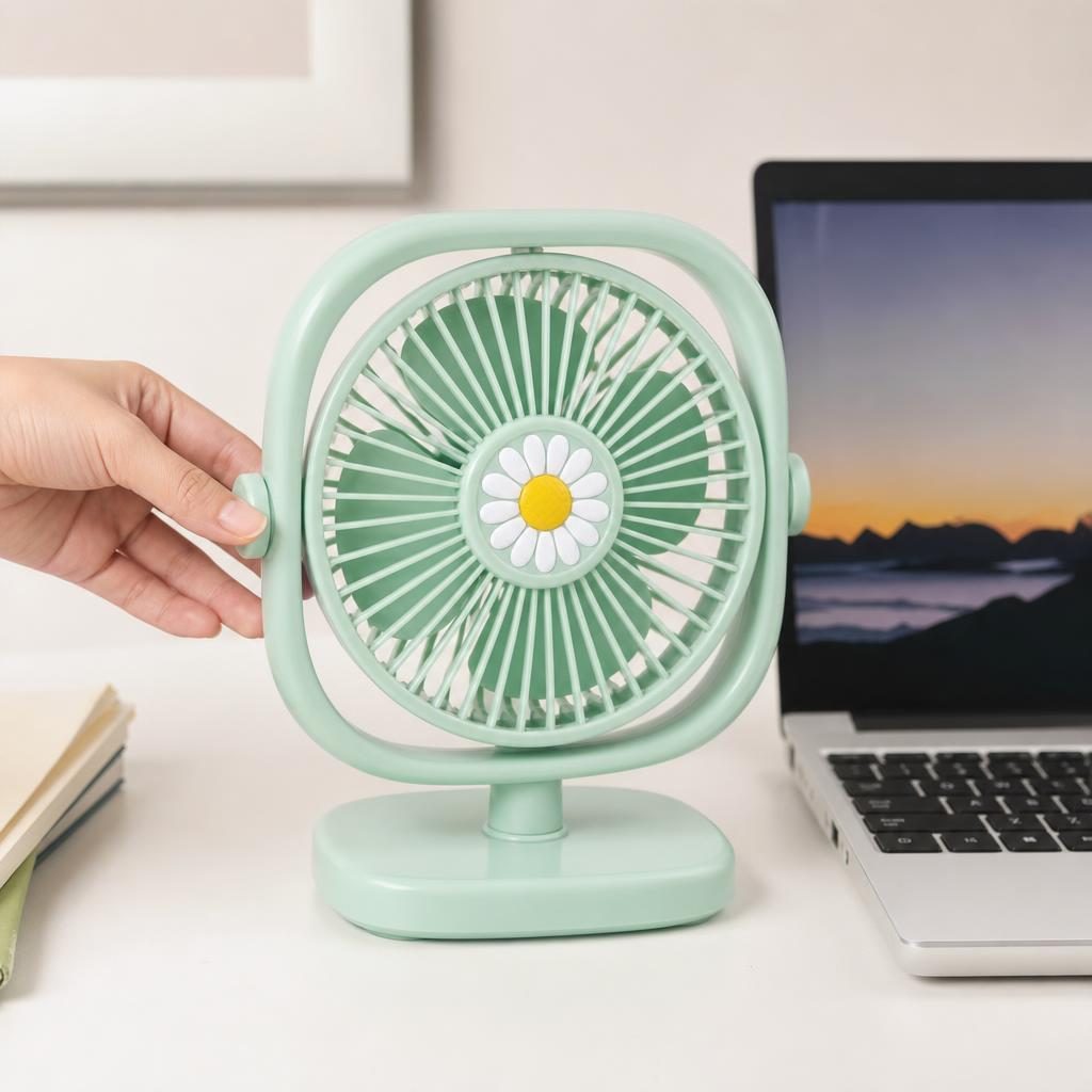 Mini Ventilator Portabil, Flippy, Model Compact si Portabil, Alimentare USB 5V, Flux de Aer Racoritor, Utilizare Usoara si Confort in Zilele Calduroase, Ideal pentru Birou, Camera, Masina, Calatorii si Vara